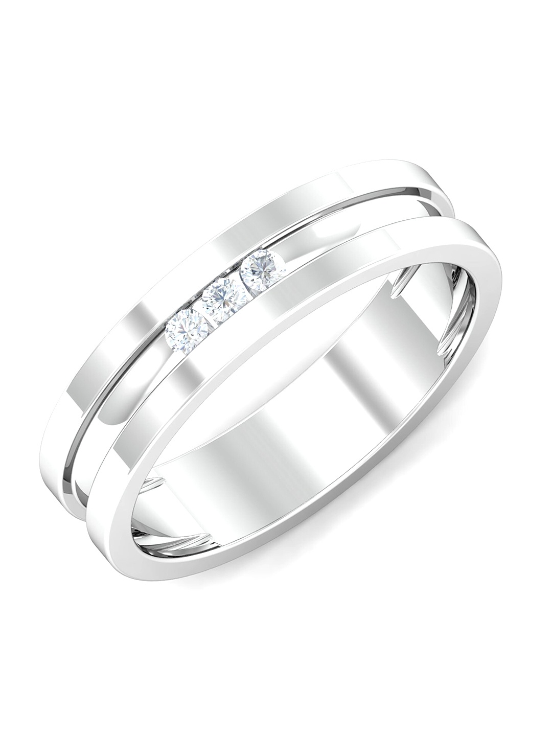 

KUBERBOX 18 KT White Gold Diamond-Studded Finger Ring - 5.37 gm, Silver