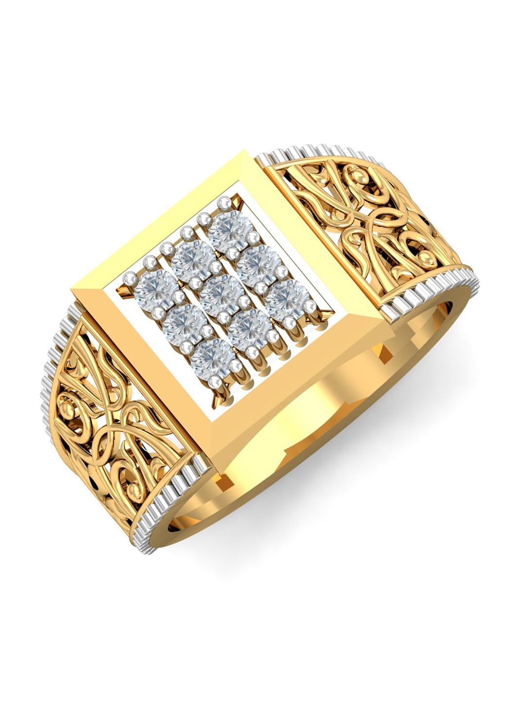 

KUBERBOX Men Diamond-Studded 18KT Gold Ring - 6.15 gm