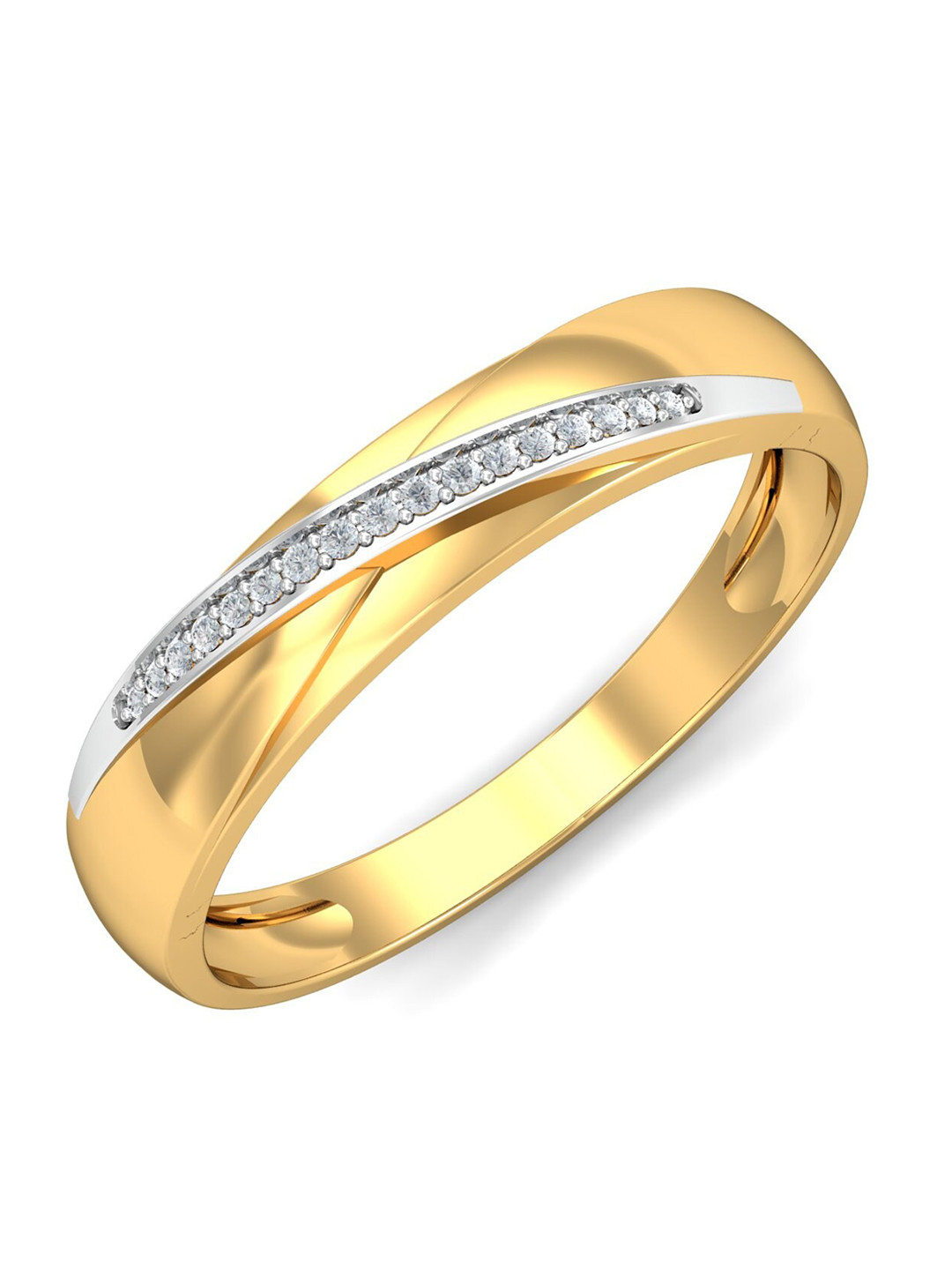 

KUBERBOX Men Cyra Couple Band 18KT Gold Diamonds Studded Ring-4.93gm