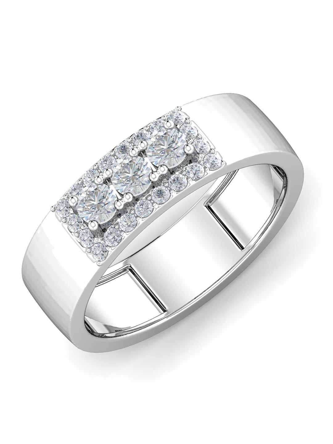 

KUBERBOX Men Gaston 18KT White Gold Diamond-Studded Ring-5.55 gm, Silver