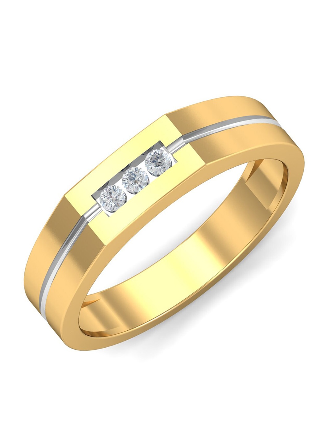 

KUBERBOX Ewan Band Men 18KT Gold Diamond Studded Ring- 4.97 gm