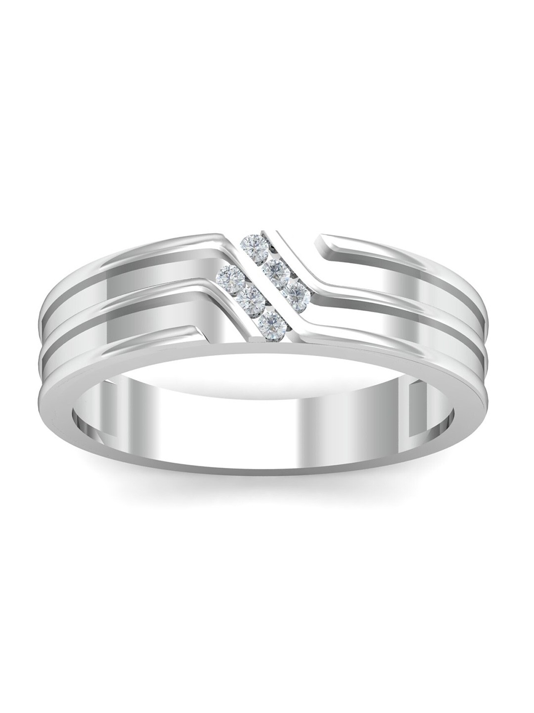

KUBERBOX Cluster Band Men 18KT White Gold Diamond-Studded Ring- 6.35 gm, Silver