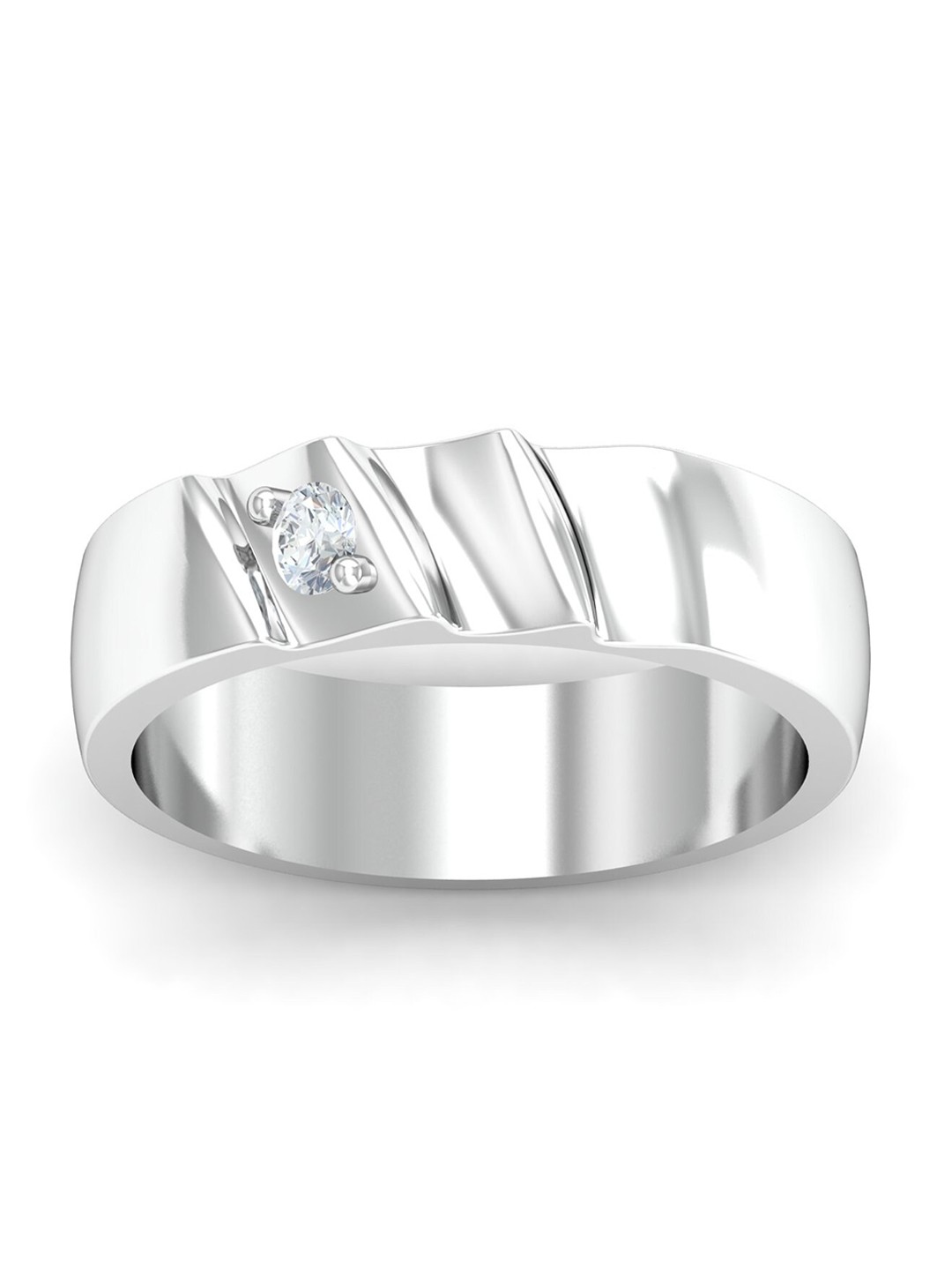 

KUBERBOX Men 18 KT White Gold Zig Zag Diamond Ring - 8.83 gm