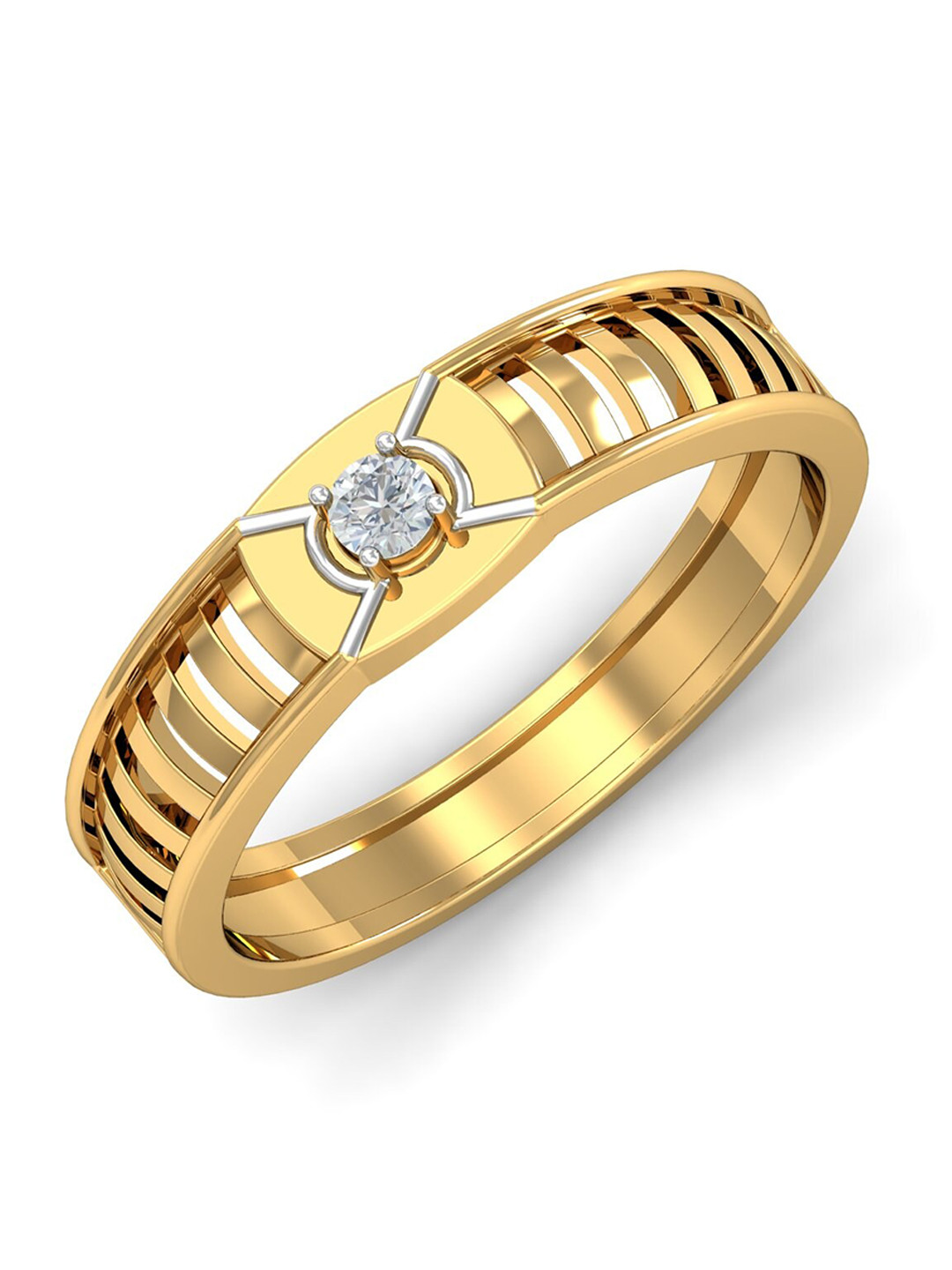 

KUBERBOX Men 18 KT Gold Marksmen Solitaire Ring Diamond - 3.91 gm