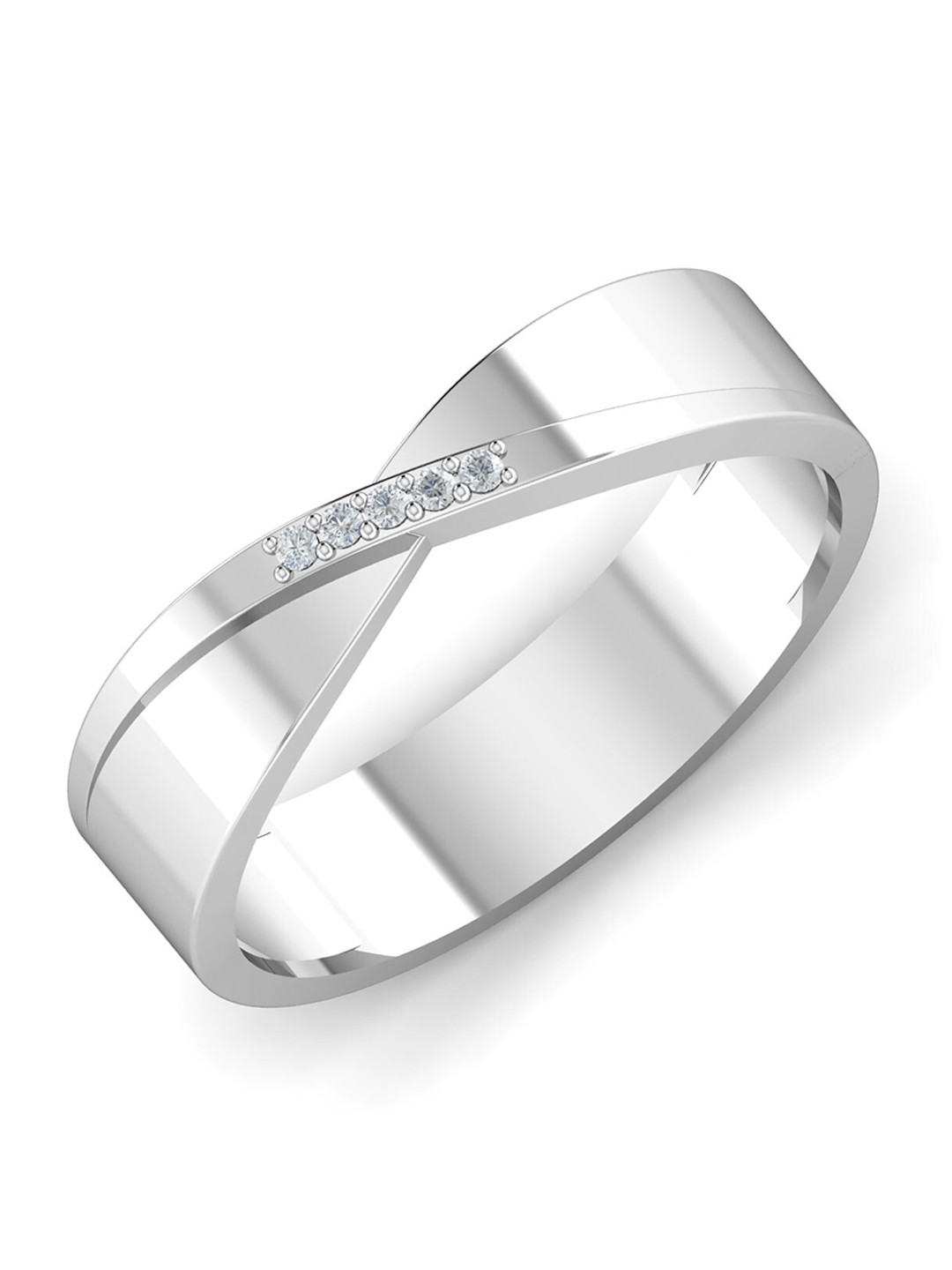 

KUBERBOX Men Celestia Couple Band 18KT White Gold Diamond-Studded Ring-4.58 gm, Silver