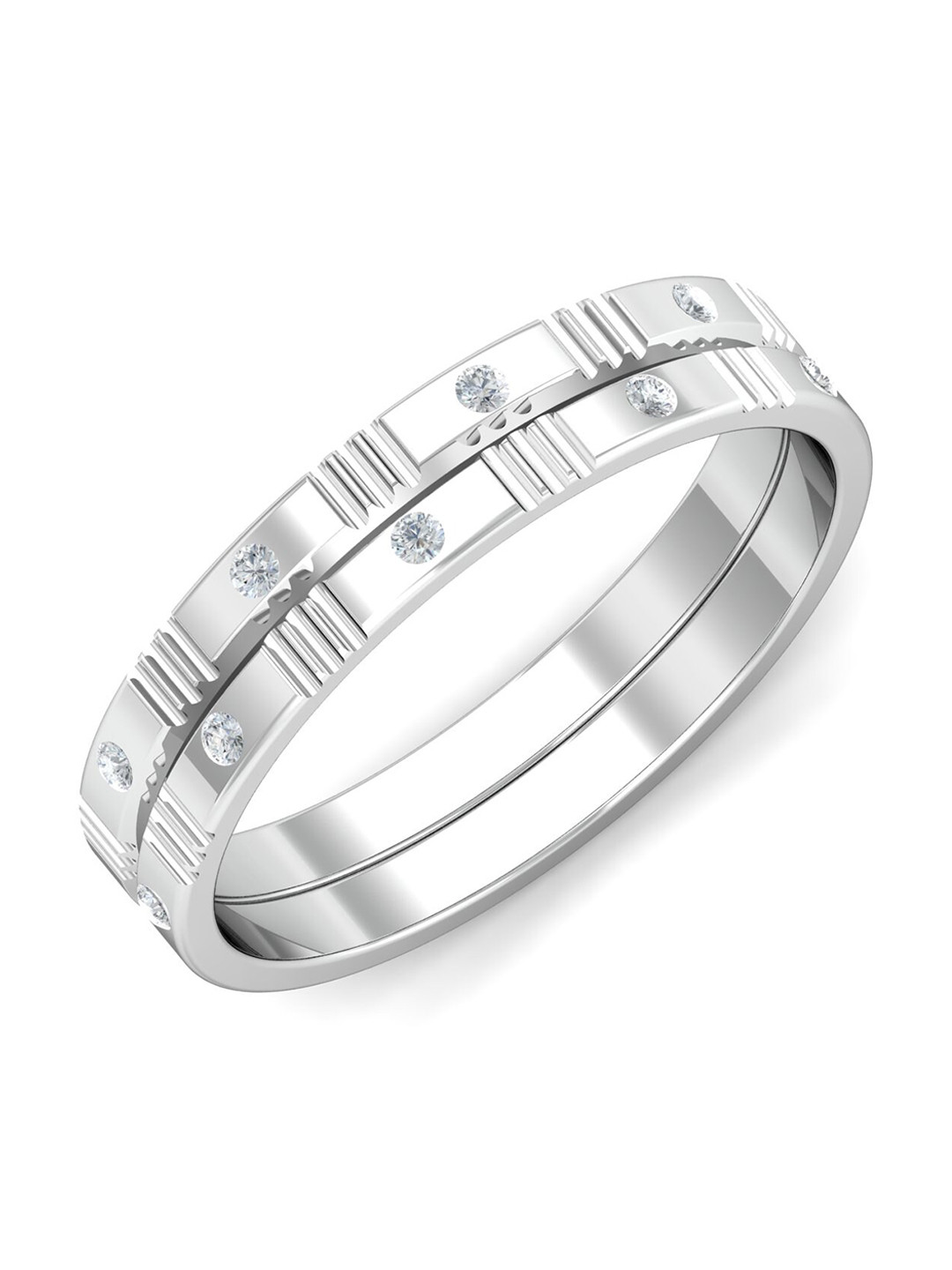 

KUBERBOX Men 18 KT White Gold Ring Diamond - 4.4 gm, Silver