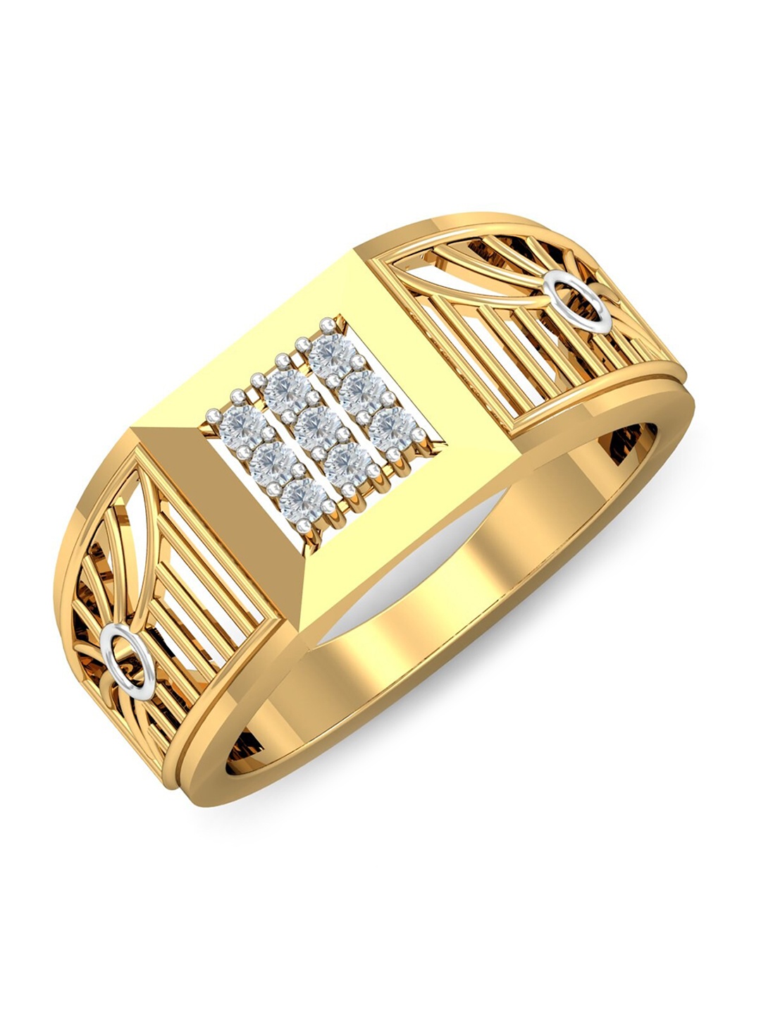 

KUBERBOX Men 18KT Gold Bruce Diamond-Studded Ring -4.82 gm
