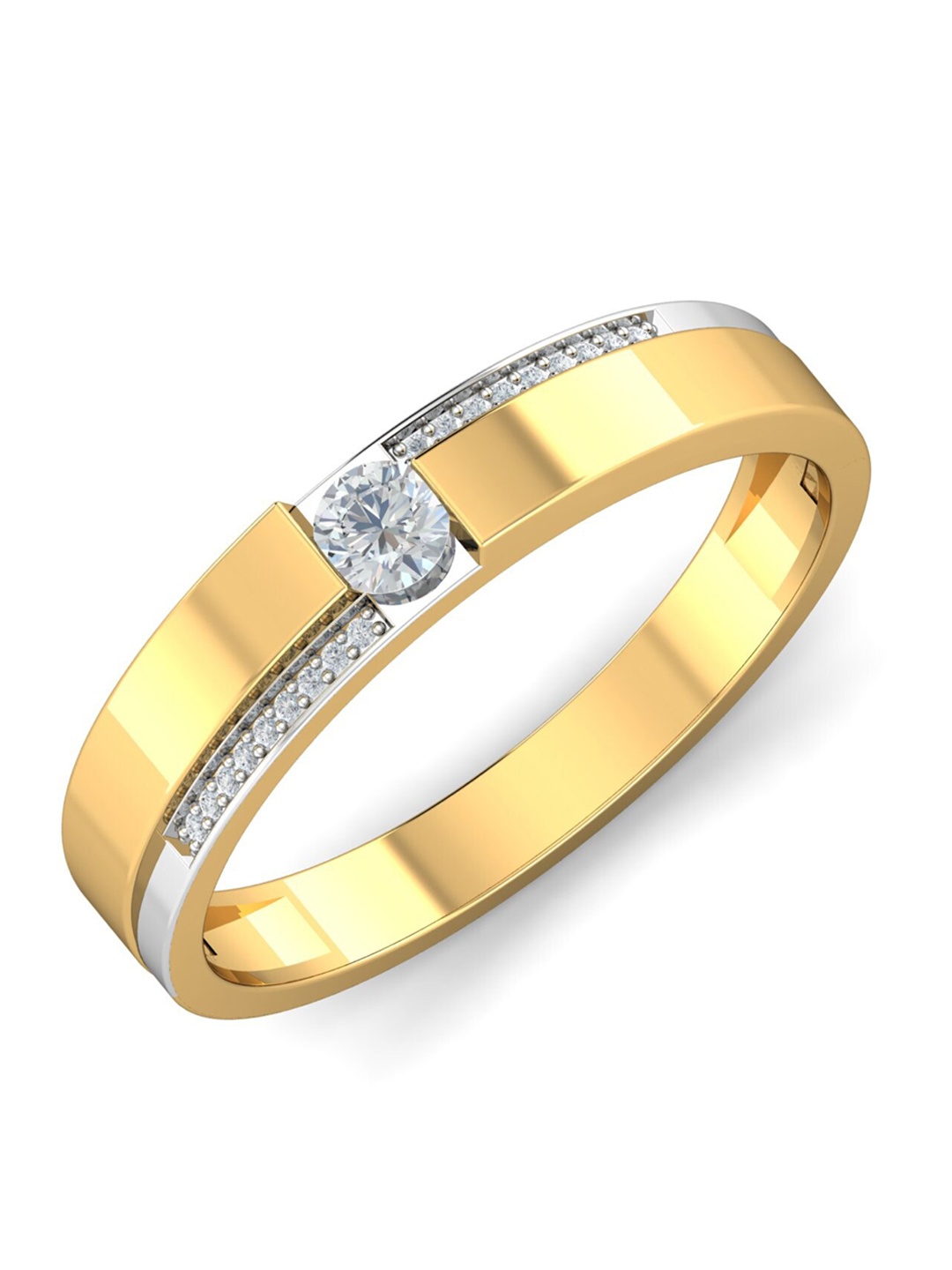 

KUBERBOX Men Clio 18KT Gold Diamonds Studded Ring-4.09gm