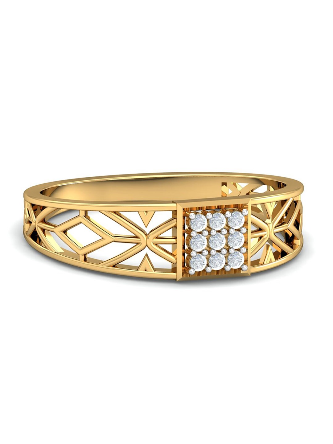 

KUBERBOX Men 18KT Gold Volte Filigree Diamond-Studded Ring-2.73gm