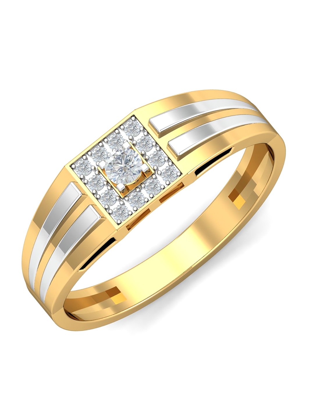 

KUBERBOX Eric Men 18KT Gold Diamond-Studded Ring-3.9 gm