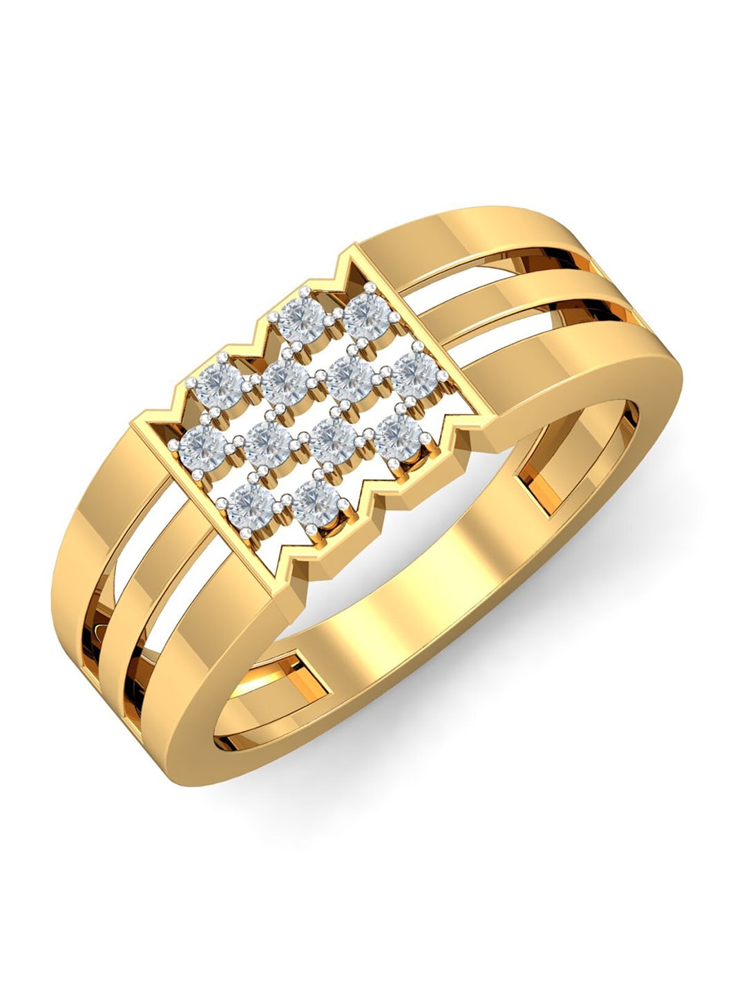 

KUBERBOX Men Diamond-Studded 18KT Gold Ring - 4.95 gm