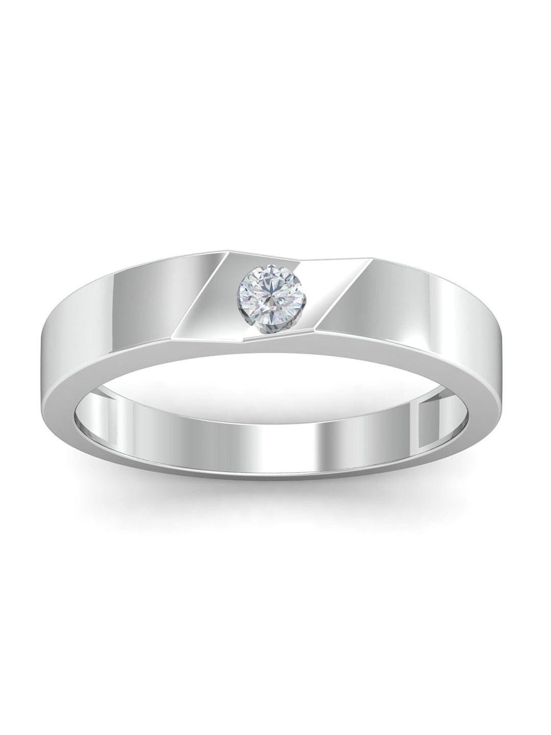 

KUBERBOX Love Wedding Band Men 18KT White Gold Diamond-Studded Ring- 4.05 gm, Silver
