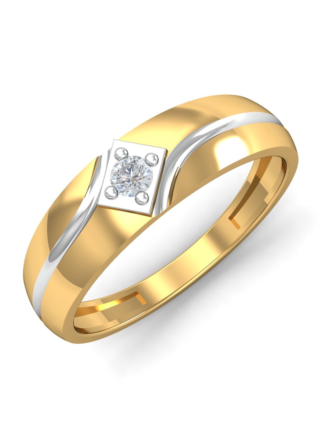 KUBERBOX Men Diamond-Studded 18KT Gold Ring - 2.67 gm
