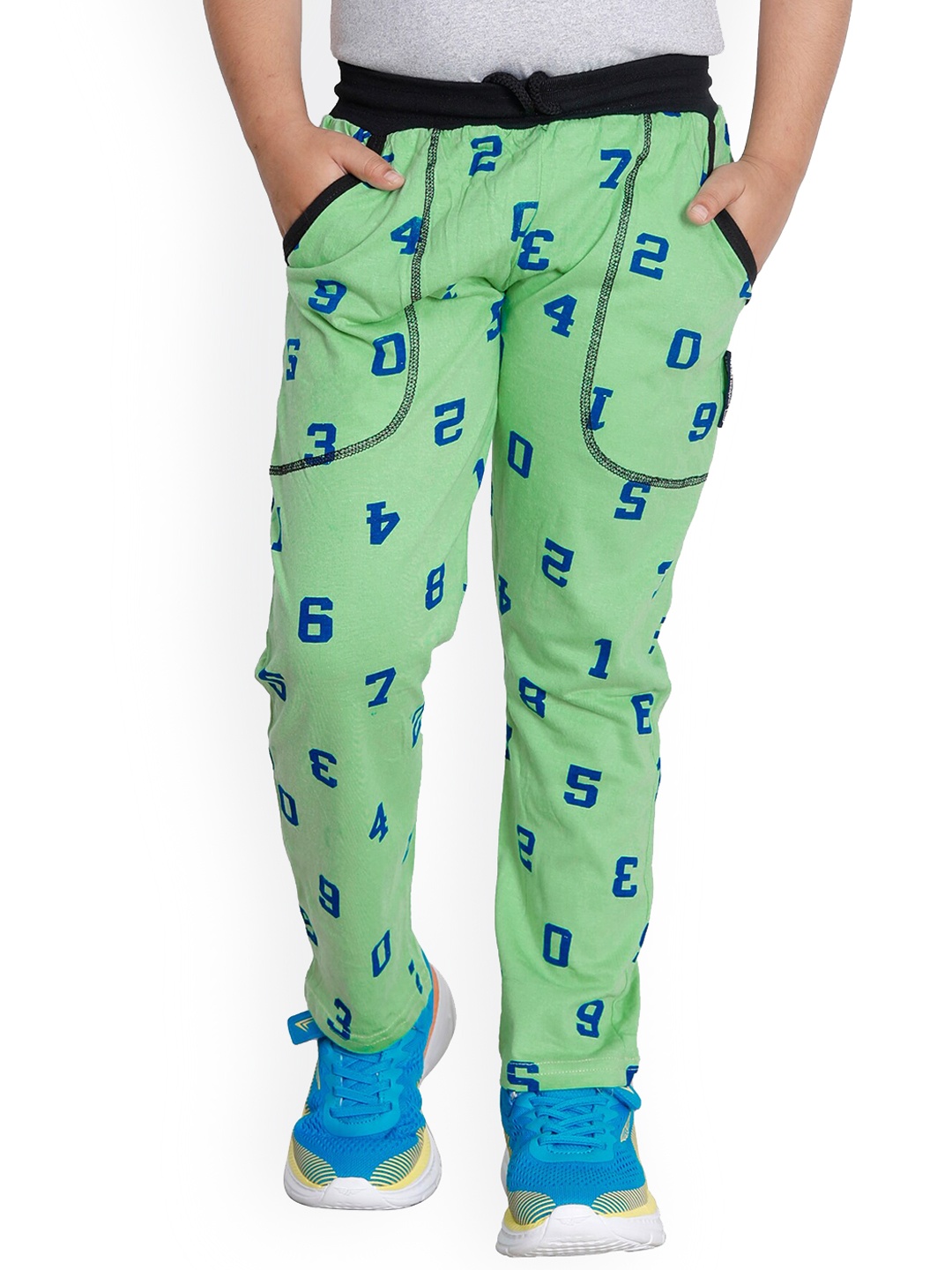 

IndiWeaves Boys Printed Cotton Track Pants, Green