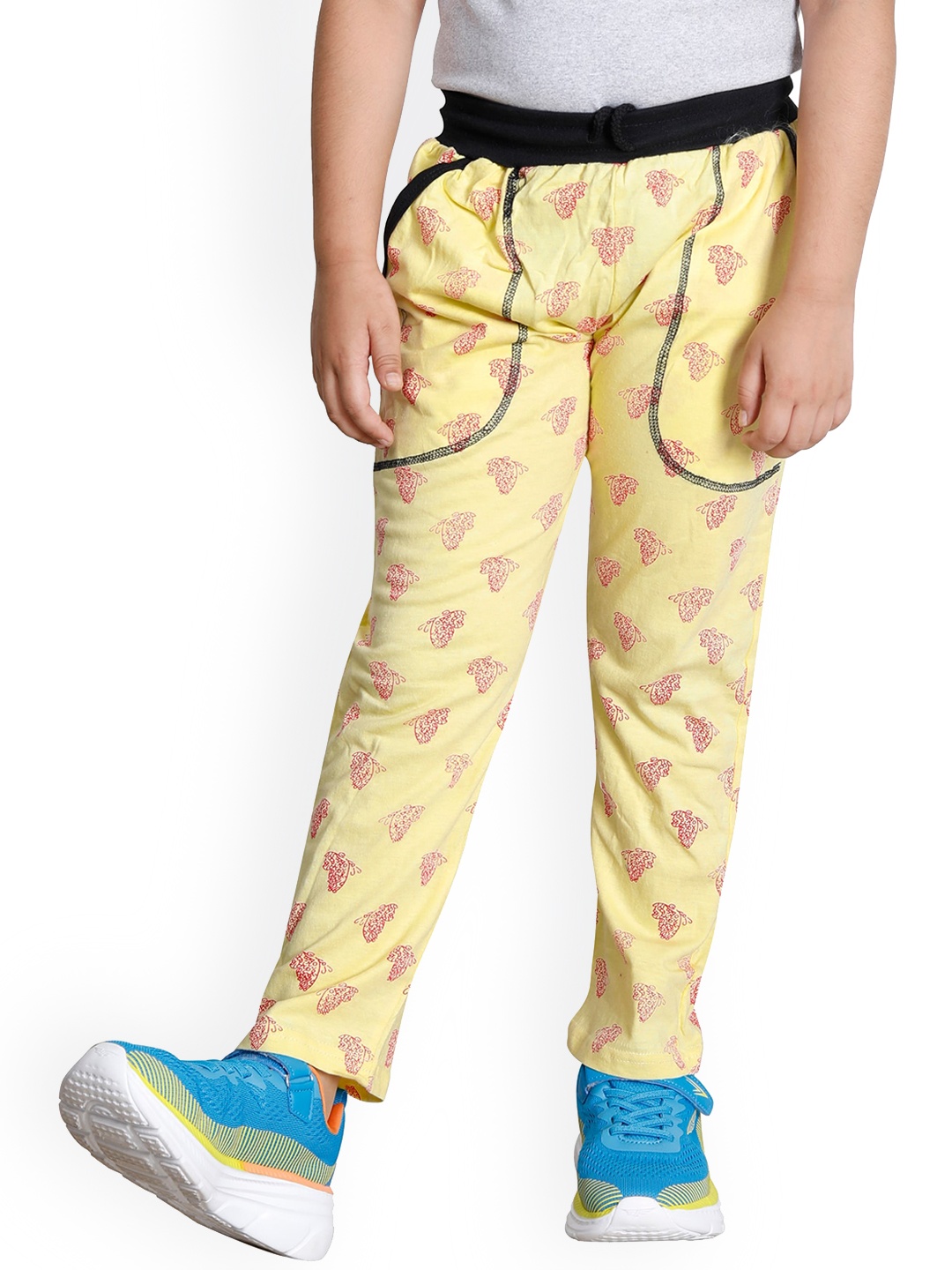 

IndiWeaves Boys Printed Cotton Track Pants, Yellow
