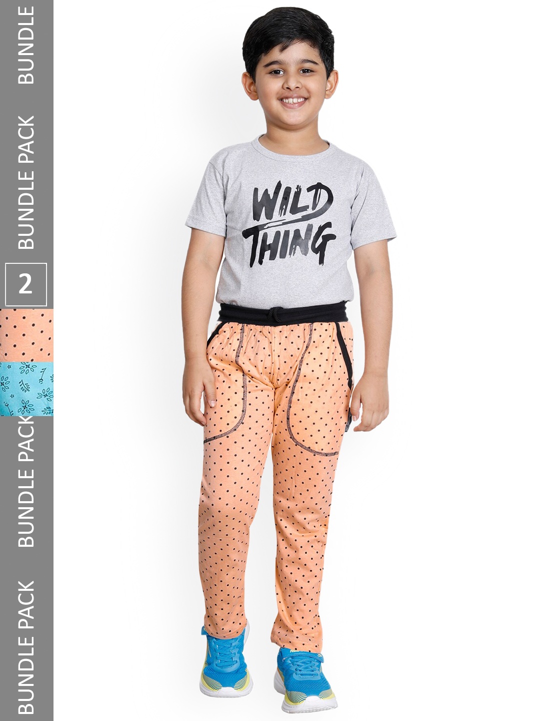 

IndiWeaves Boys Pack of 2 Printed Cotton Track Pants, Orange