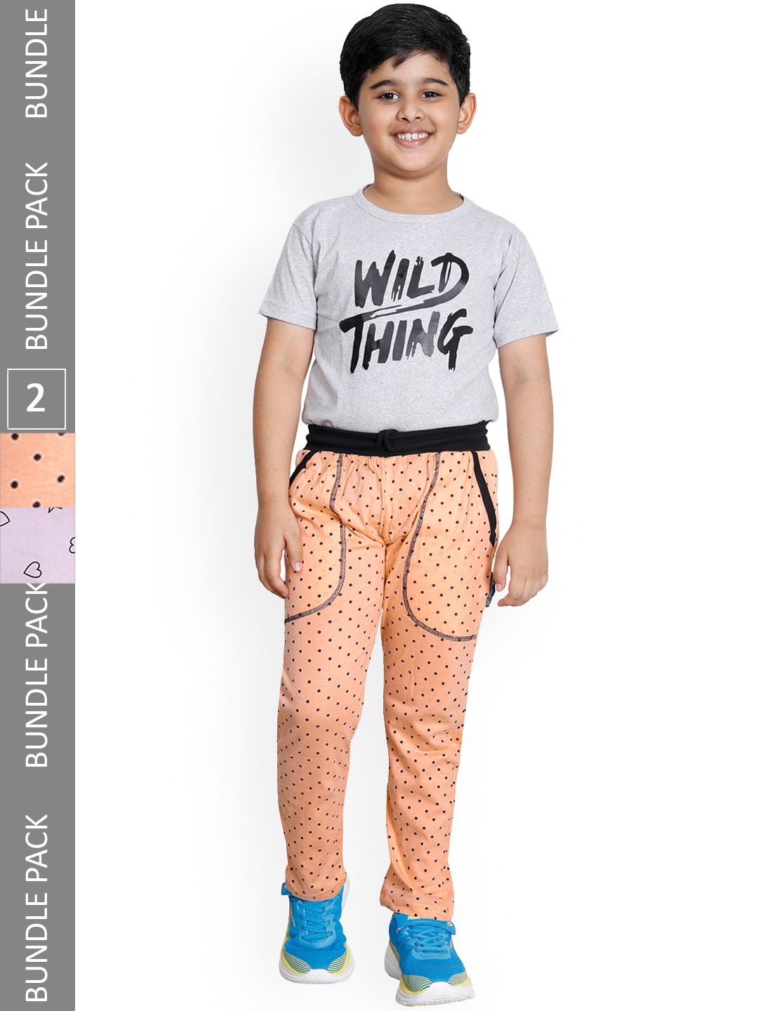 

IndiWeaves Boys Pack Of 2 Printed Cotton Track Pants, Orange