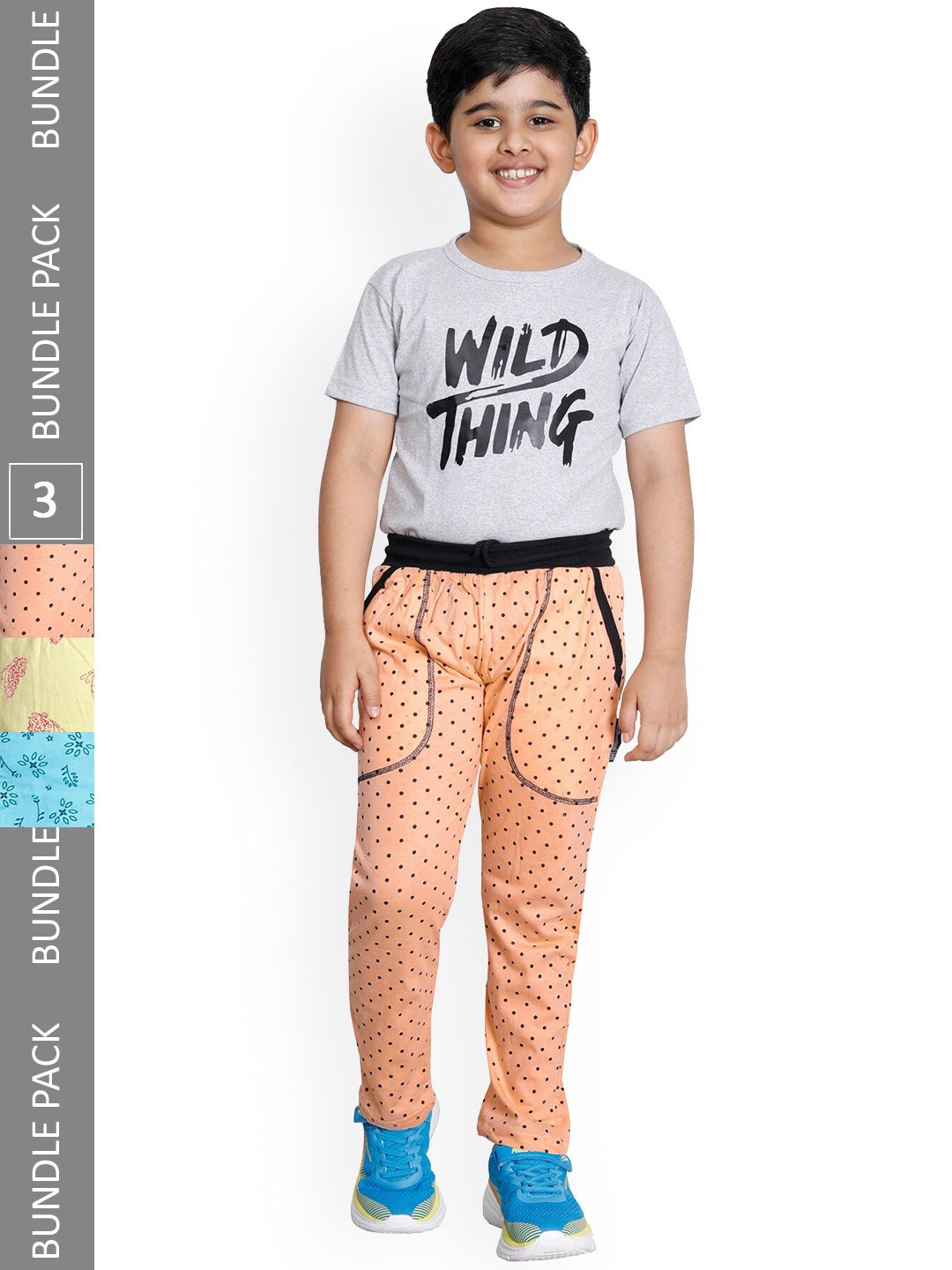 

IndiWeaves Boys Pack Of 3 Mid-Rise Printed Cotton Track Pants, Orange