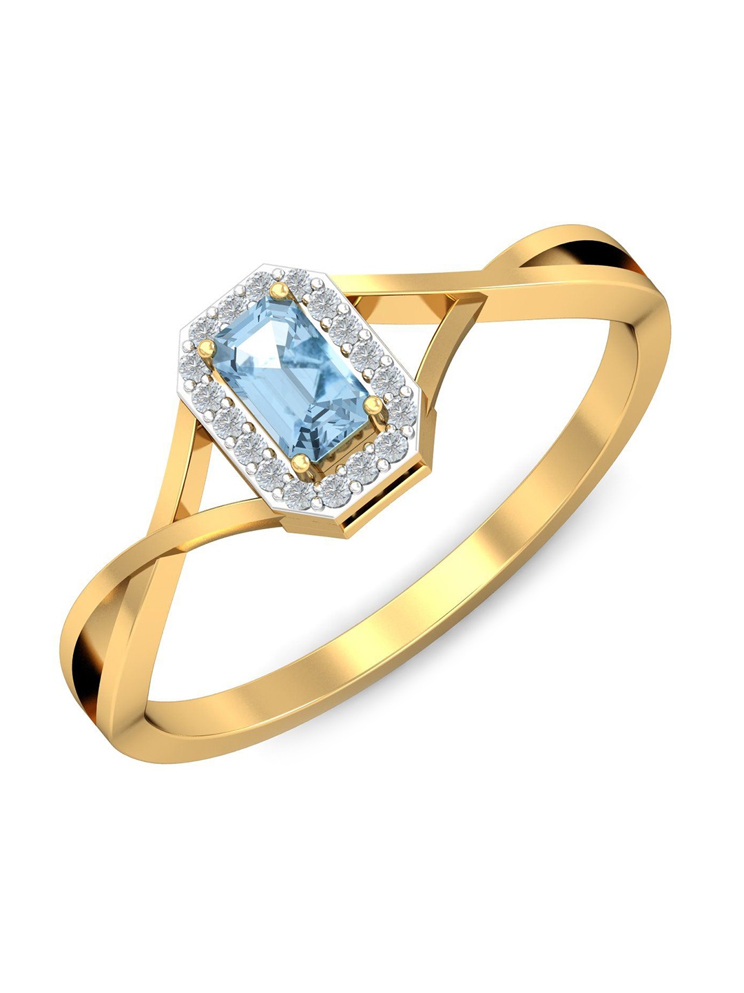 

KUBERBOX Cuadro Topaz 18KT Gold Diamond Studded Ring - 2.25 gm