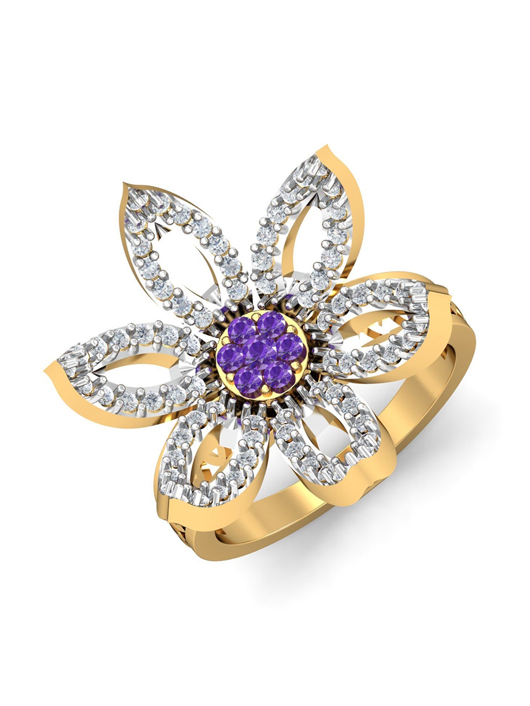 

KUBERBOX Connive 18KT Gold Diamonds Studded Ring-2.43gm