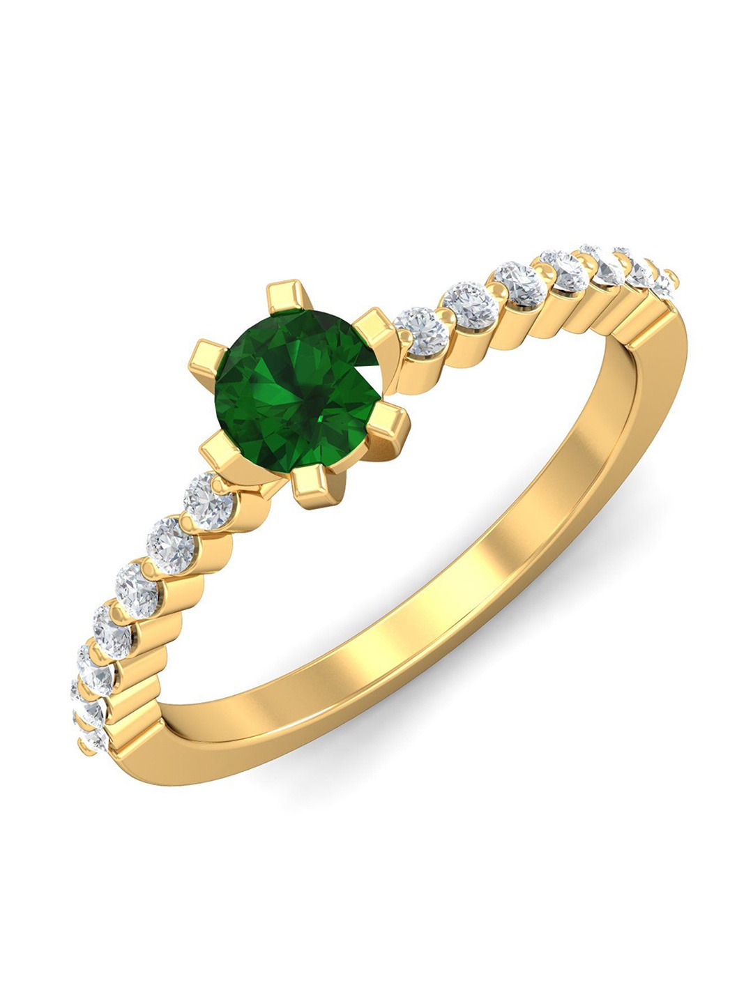 

KUBERBOX Entangled Emerald 18KT Gold Diamond Studded Ring - 2.88 gm