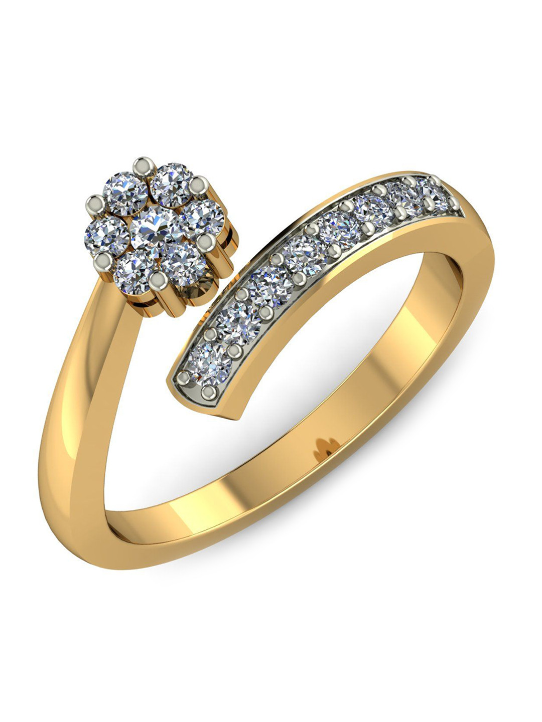 

KUBERBOX Gold Lilt 18KT Gold Diamond-Studded Ring - 4gm