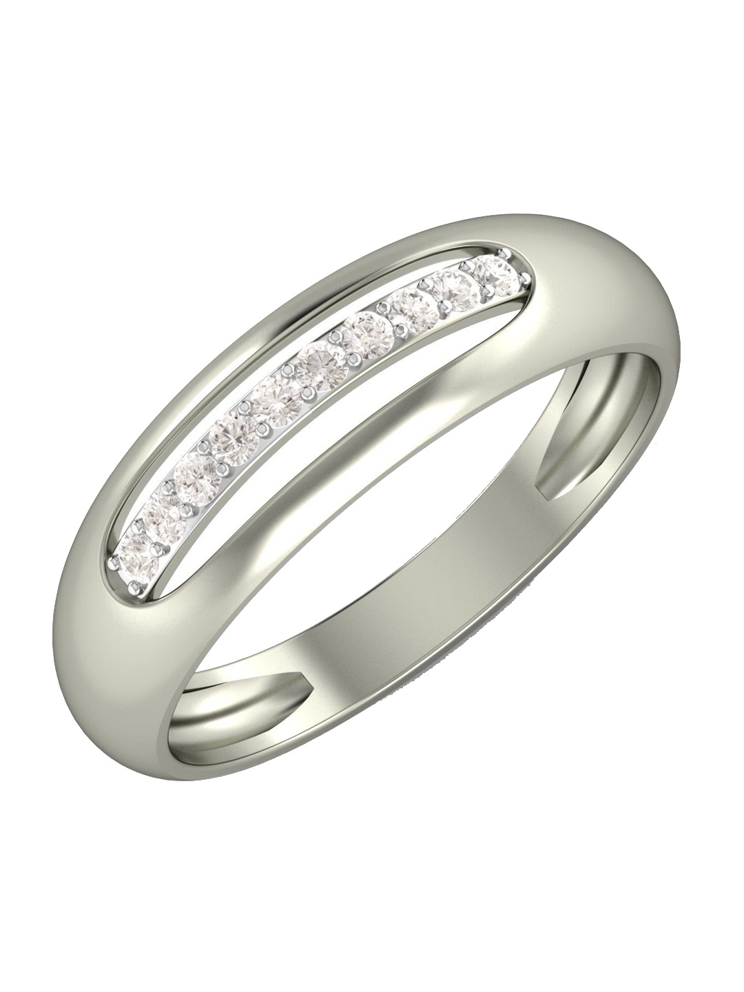 

KUBERBOX Elongated Eliteness 18KT Gold Diamond Studded Ring - 2.79 gm, Silver