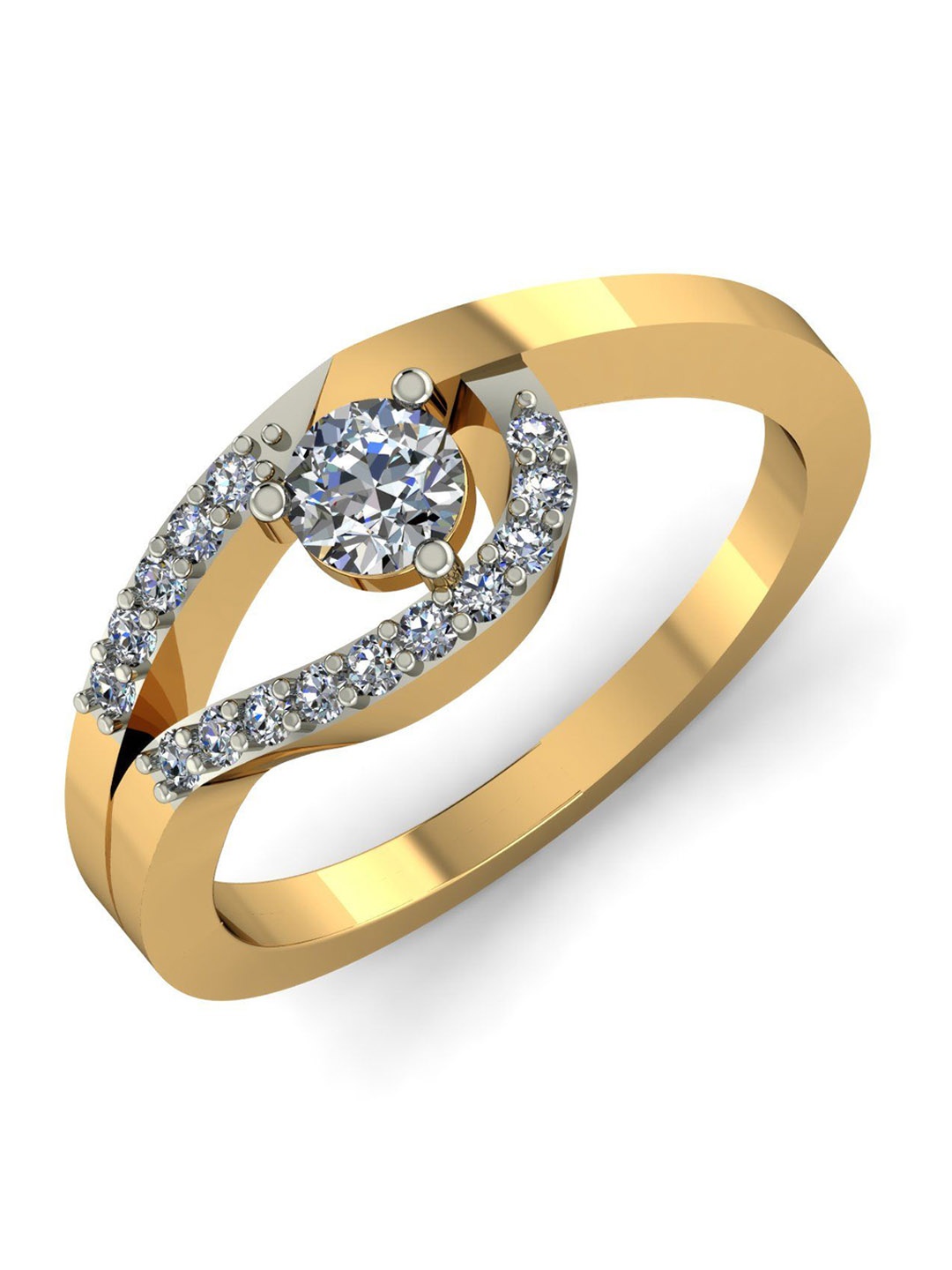 

KUBERBOX Elanza 18KT Gold Diamond-Studded Ring-4.2 gm