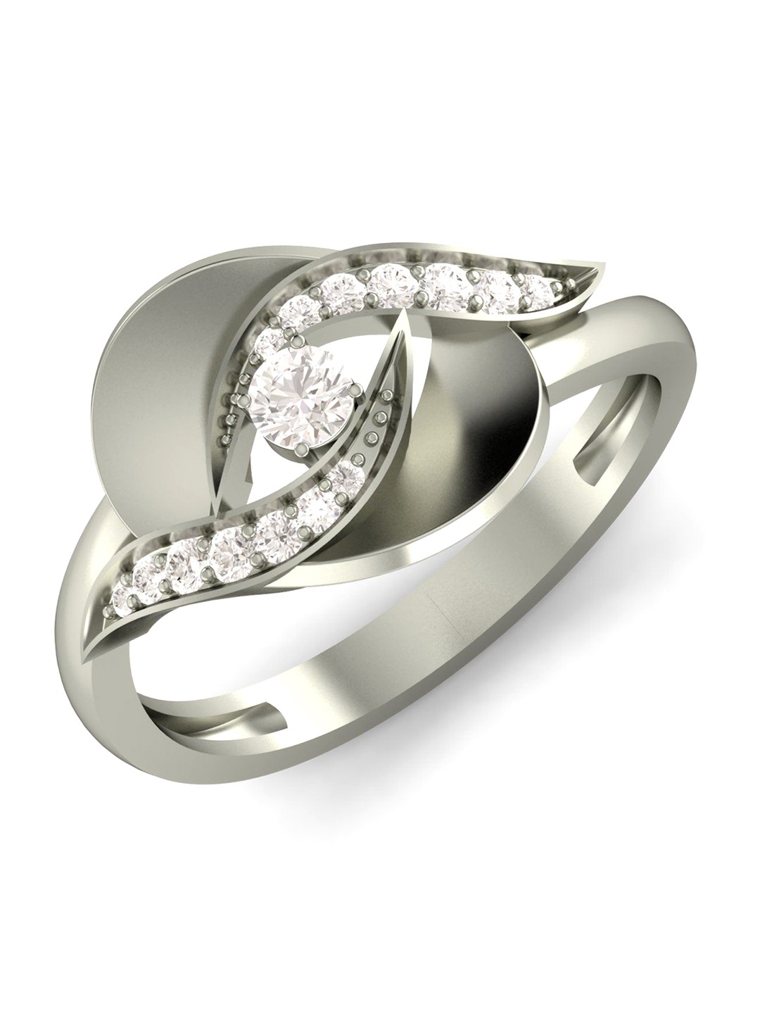 

KUBERBOX Milky Way 18KT White Gold Diamond-Studded Ring-3.51 gm, Silver