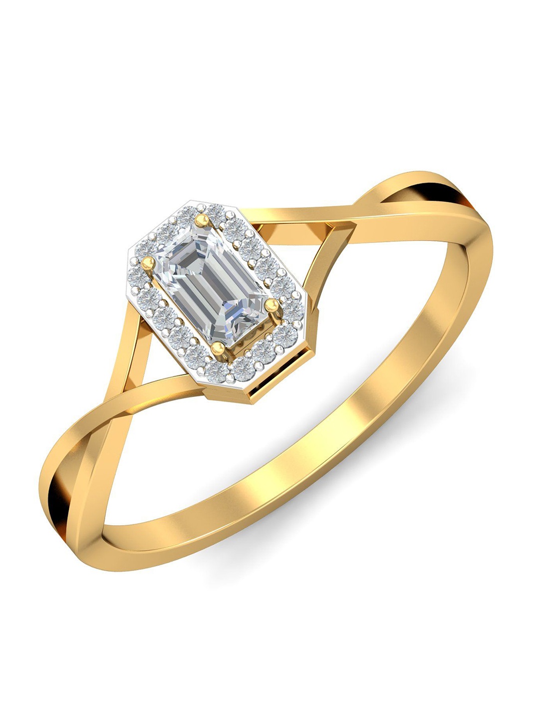 

KUBERBOX Cuadro 18KT Gold Diamond Studded Ring-2.25gm