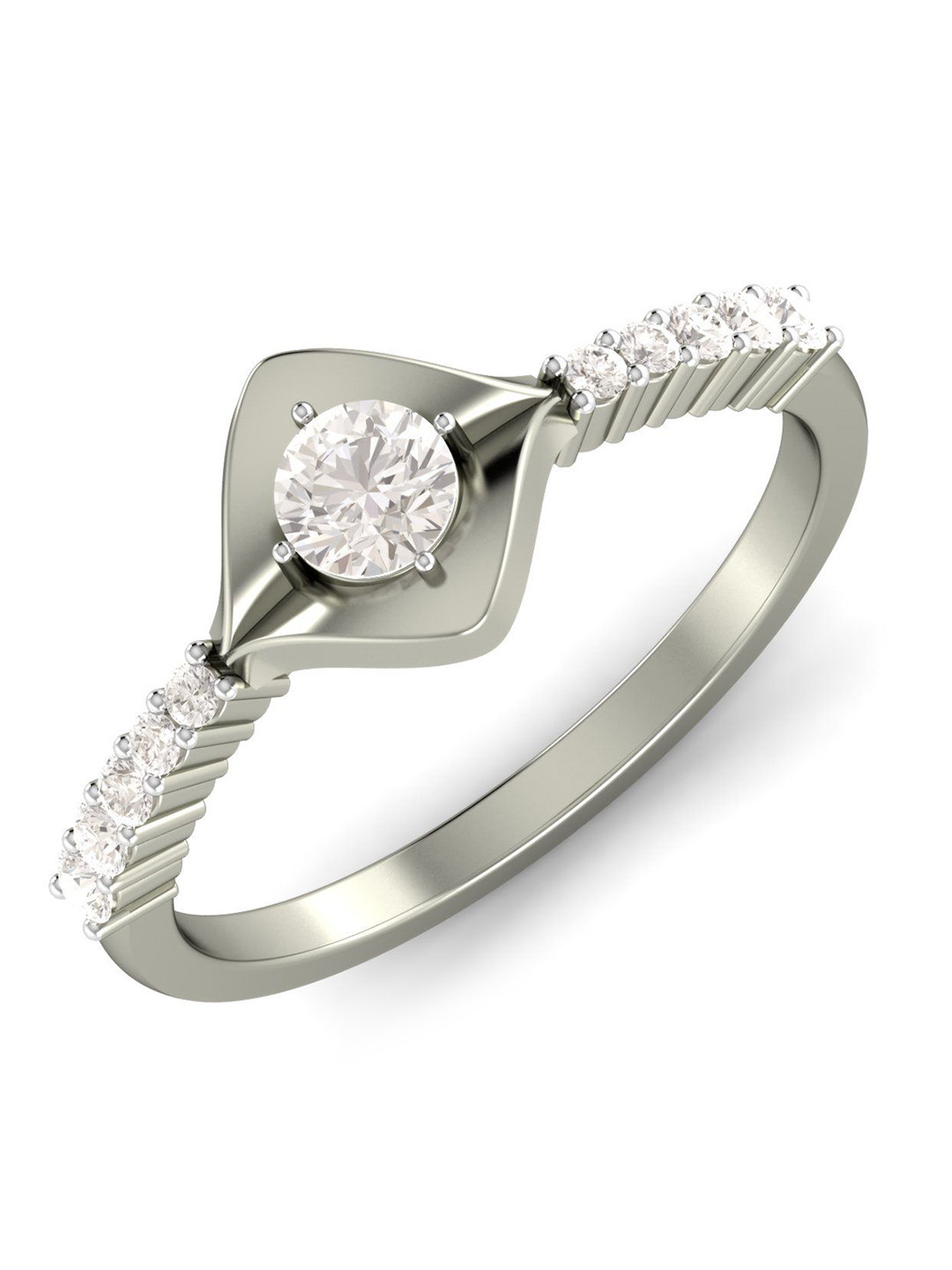 

KUBERBOX A Graceful Aura 18KT White Gold Diamond-Studded Ring-2.7 gm