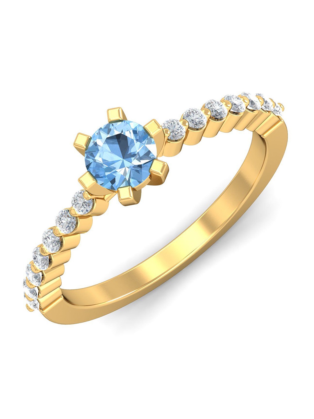

KUBERBOX Entangled Aquamarine 18K Gold Diamond Studded Ring - 2.28gm