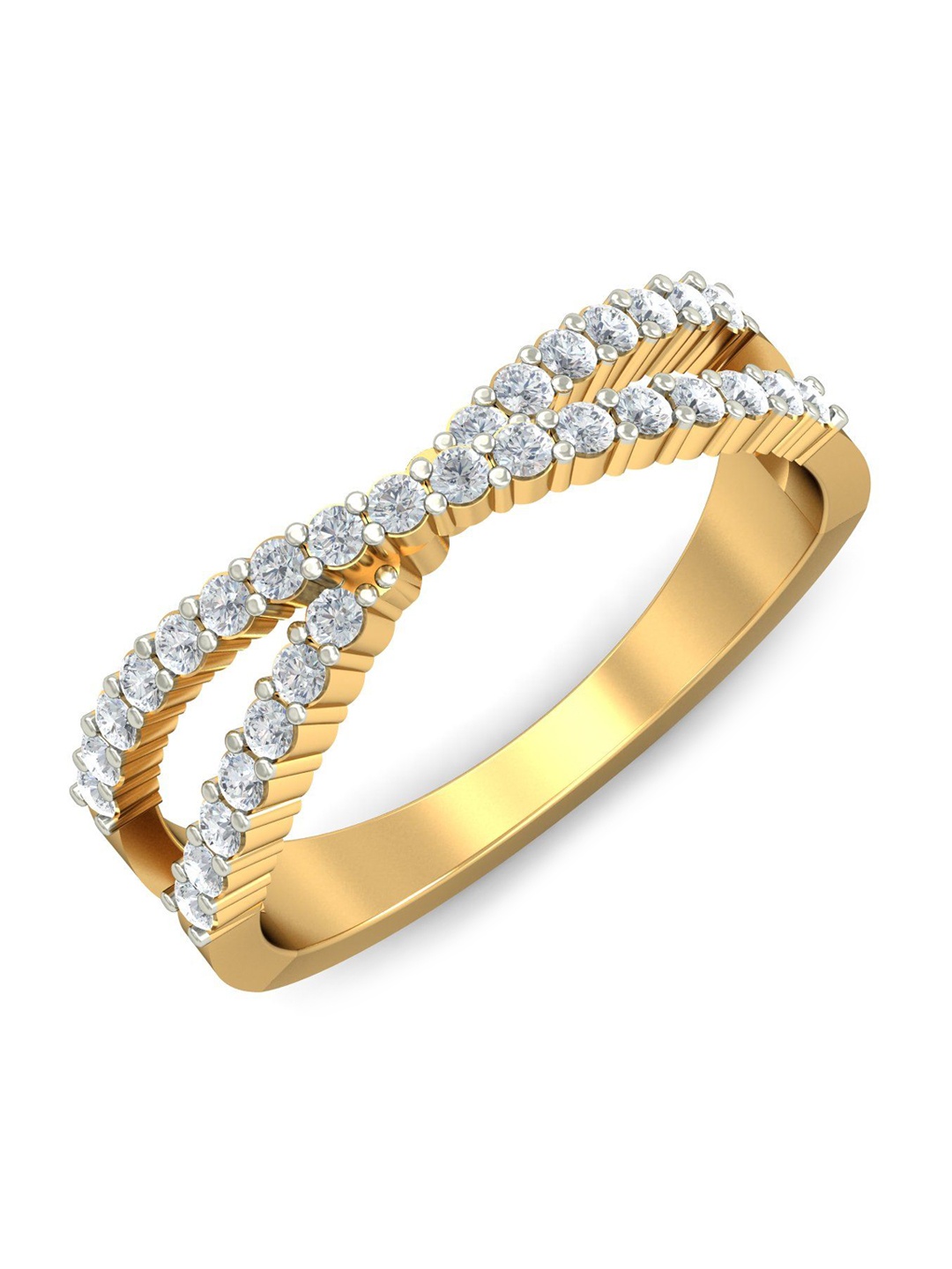 

KUBERBOX Glister 18KT Gold Diamonds Studded Ring-3.6gm