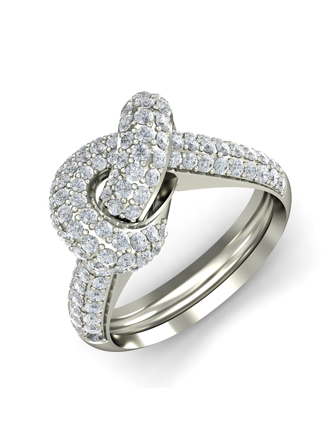 

KUBERBOX Eternal Fantasy 18KT White Gold Diamonds Studded Ring-7.2gm, Silver