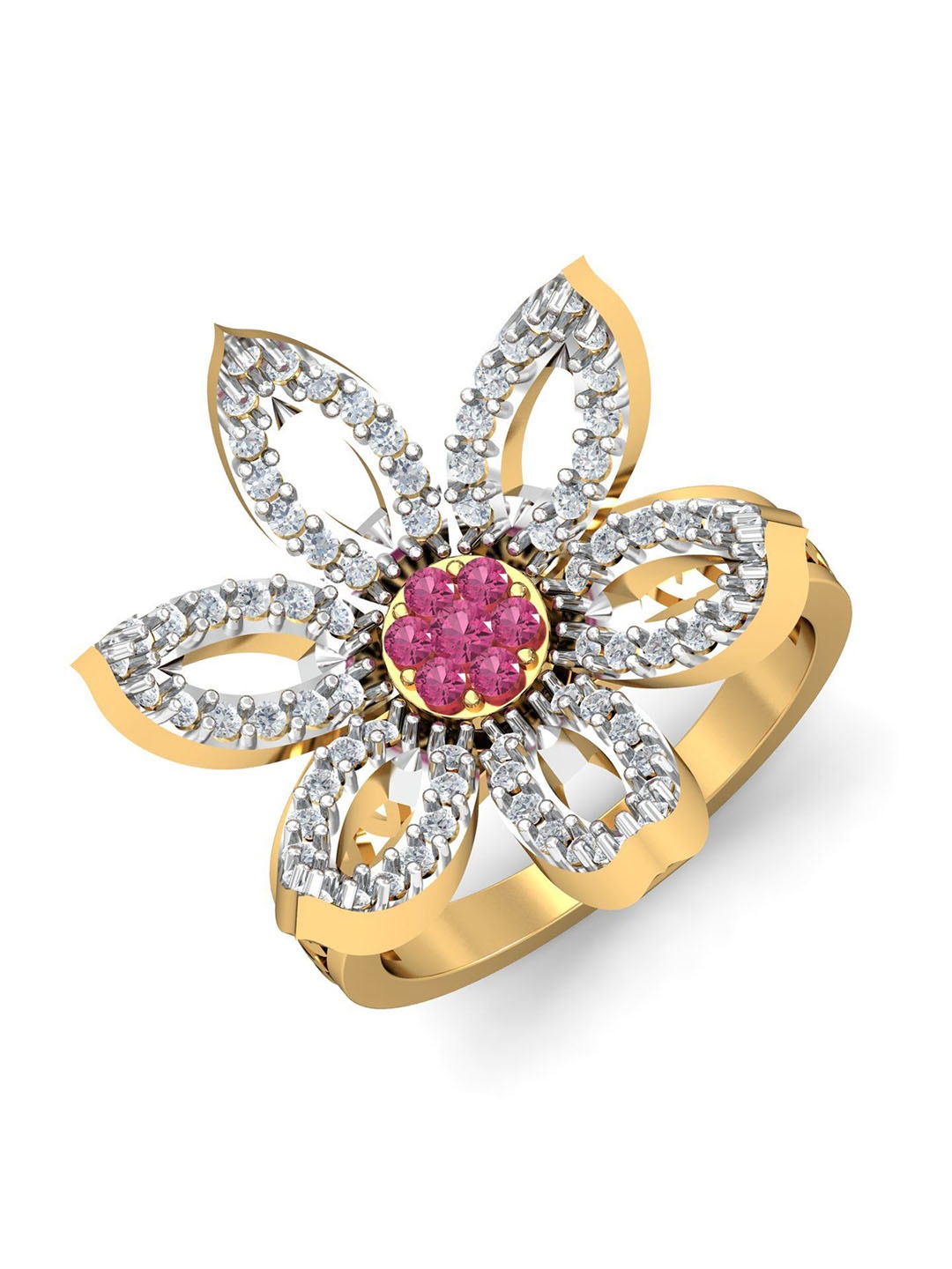 

KUBERBOX Connive Sapphire 18KT Gold Diamond Studded Ring - 2.43 gm