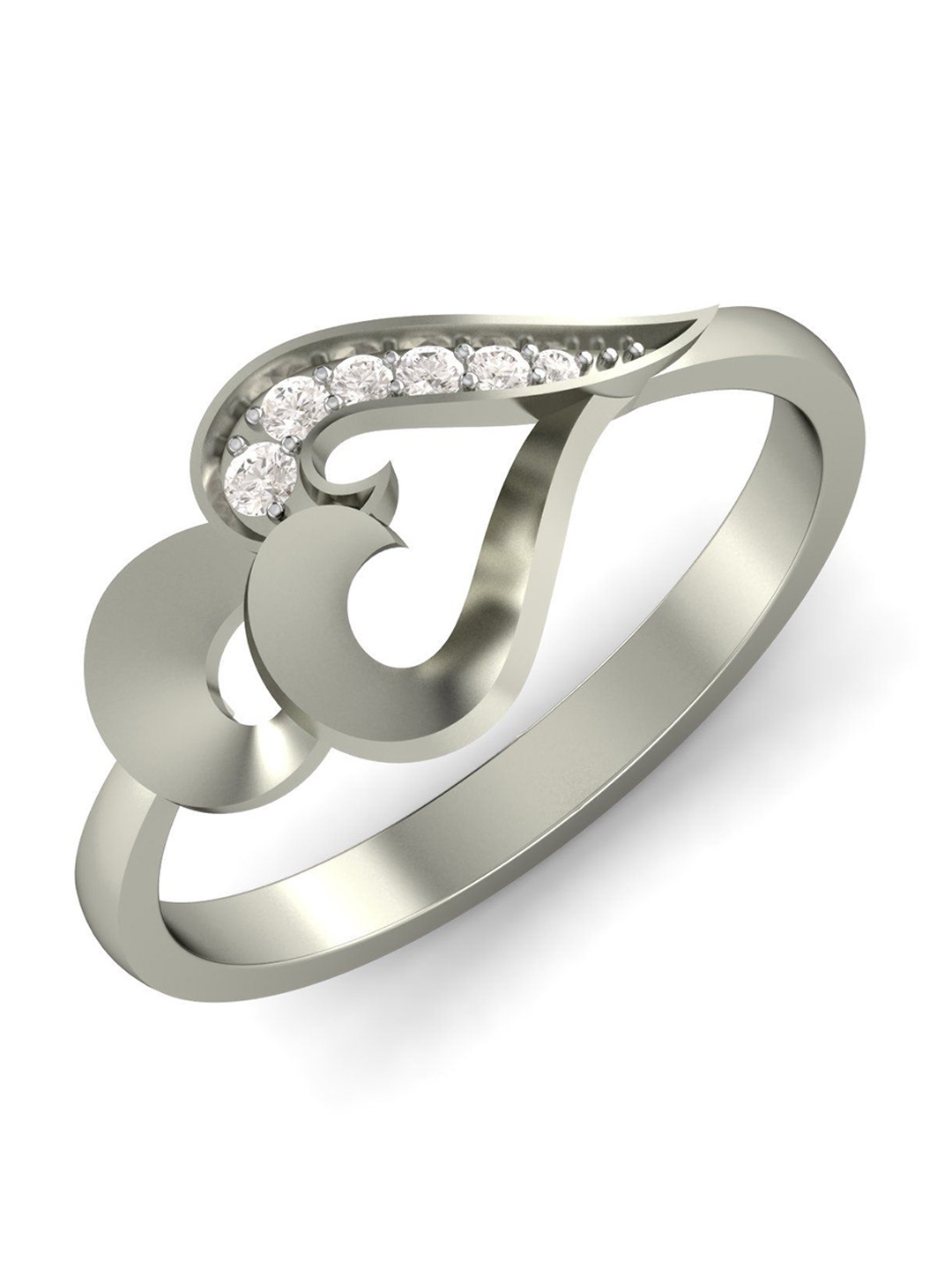 

KUBERBOX Catchy trio18KT White Gold Diamond-Studded Ring-2.34 gm, Silver