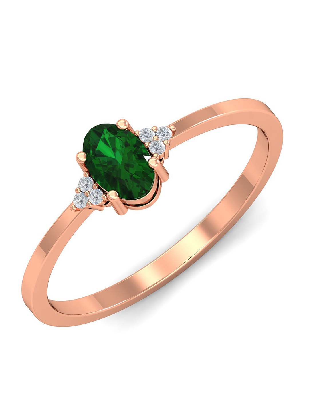 

KUBERBOX 18KT Rose Gold Emerald Diamond-Studded Ring- 1.8gm