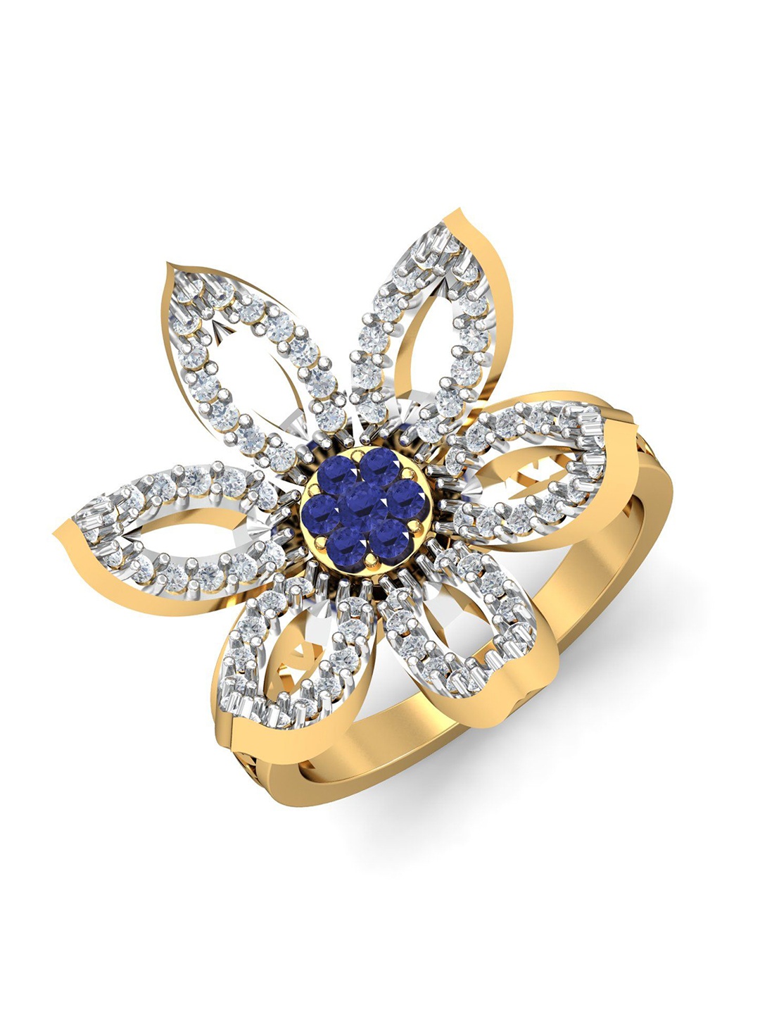 

KUBERBOX Connive Tanzanite 18KT Gold Diamond-Studded Ring-2.43 gm