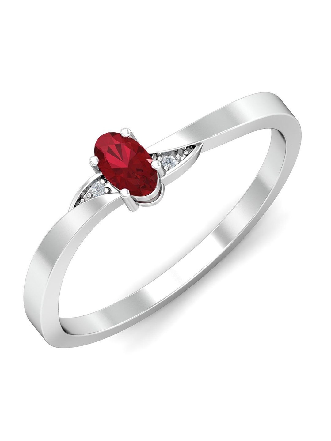 

KUBERBOX Ceria Solitaire 18KT White Gold Diamond Studded Ring - 1.89 gm, Silver