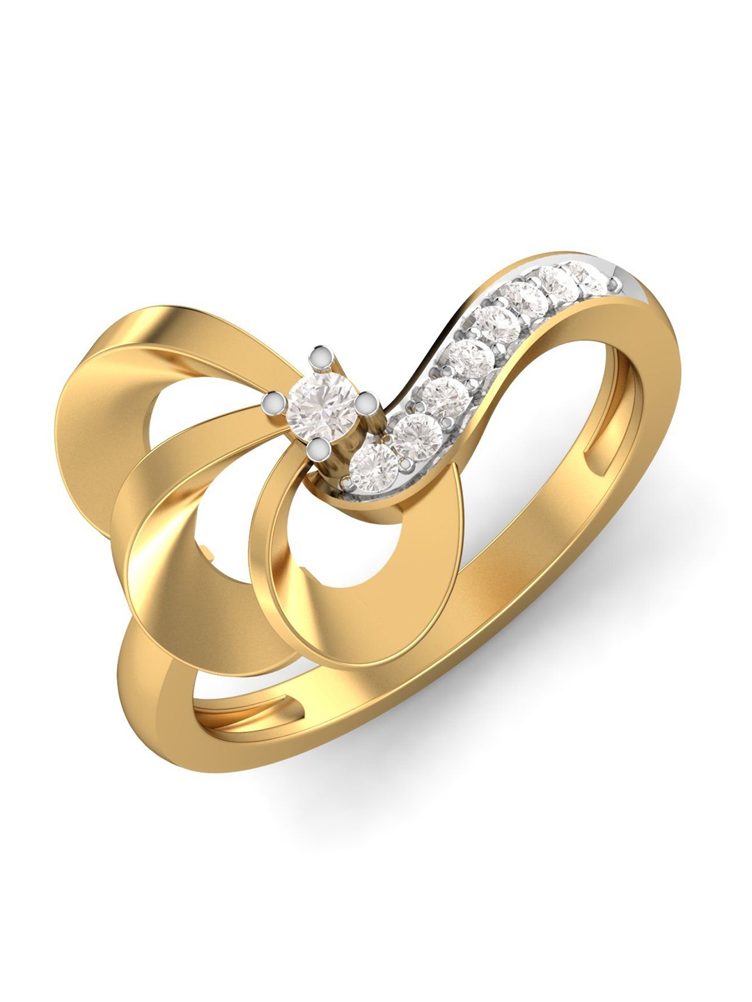 

KUBERBOX 18 KT Twisted Simplicity Ring Diamond 3.44 gm, Gold