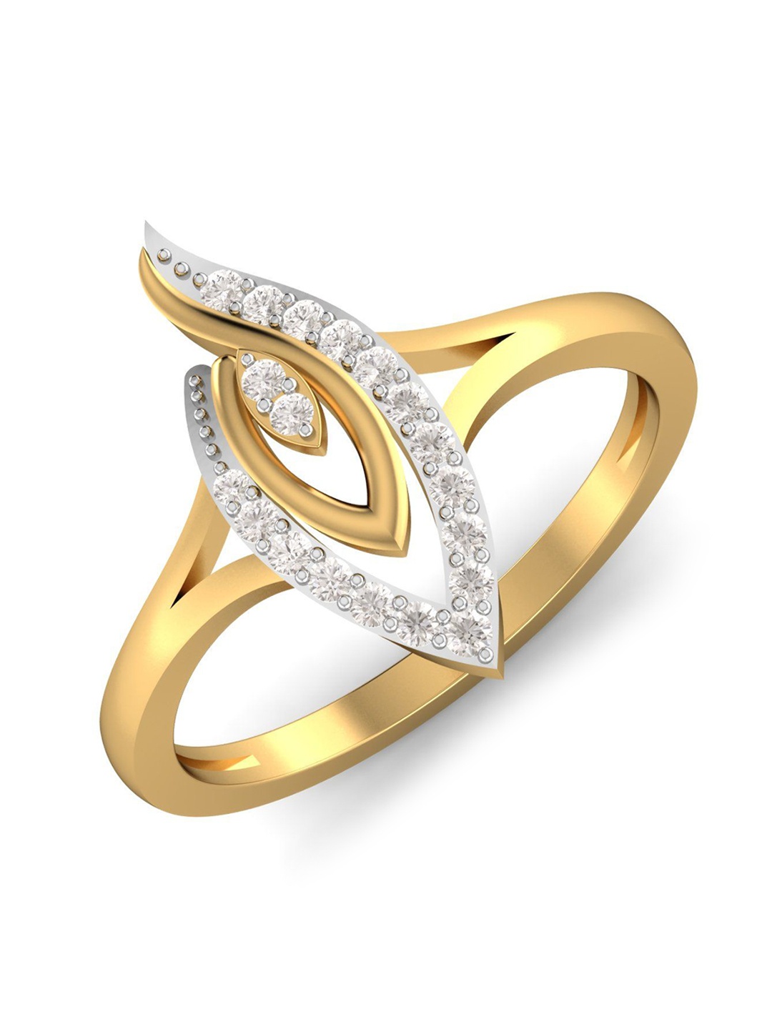 

KUBERBOX Lovely Embrace 18KT Gold Diamond-Studded Ring-2.97 gm