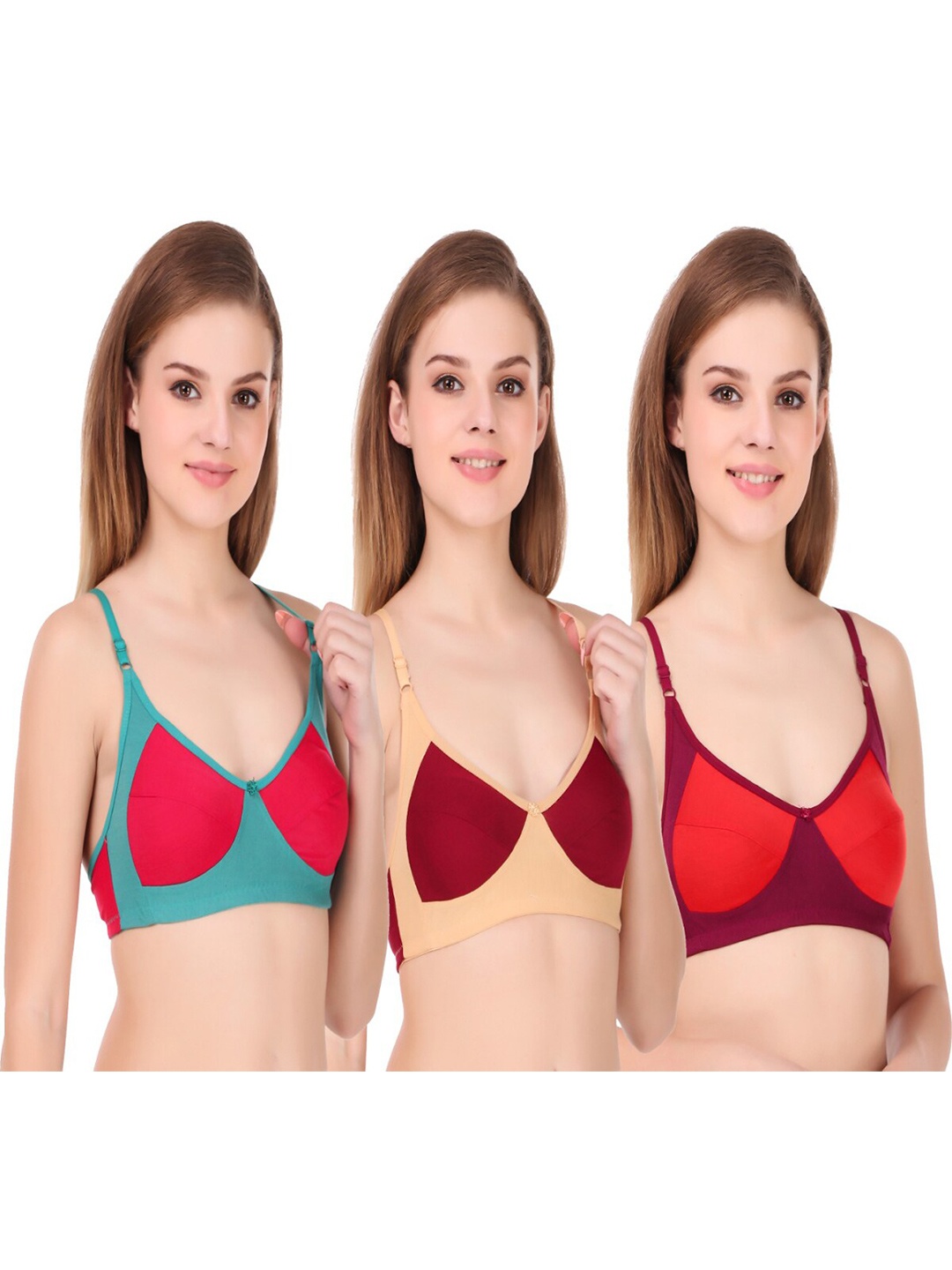 

Piylu Pack of 3 Full Coverage Non Padded All Day Comfort Bra, Blue