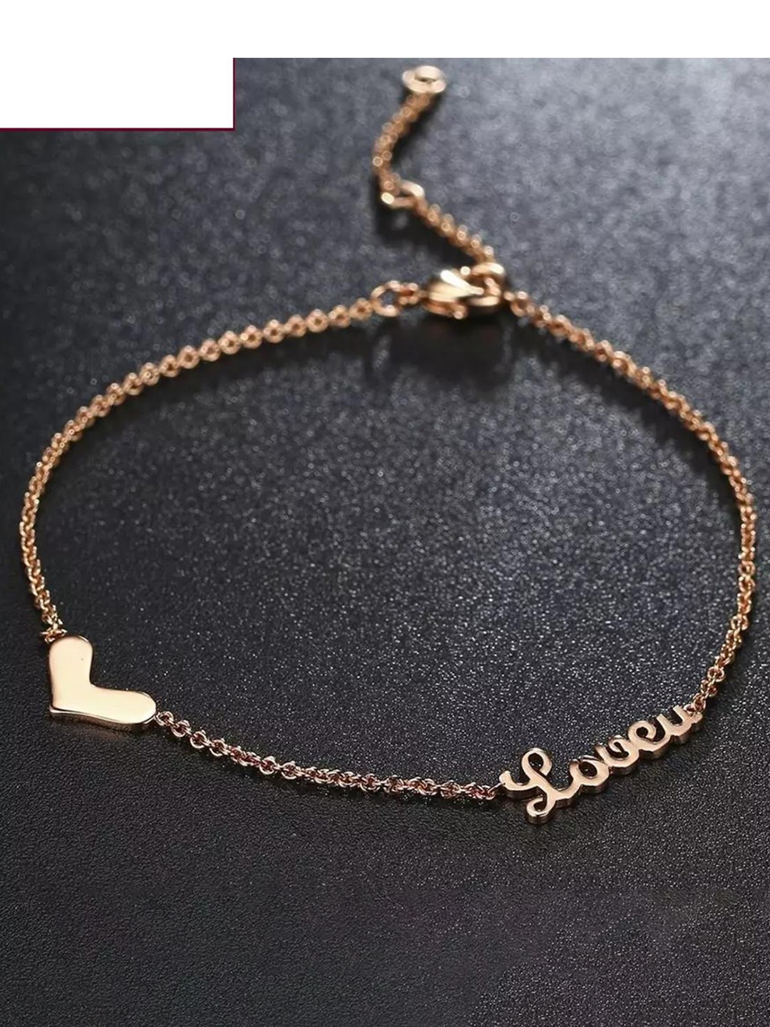 

MYKI Rose Gold-Plated Heart Love Charm Link Bracelet