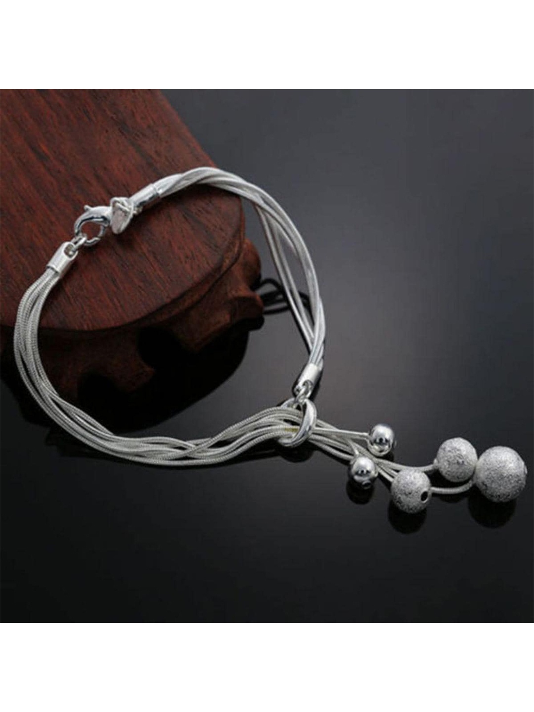 

MYKI Silver-Plated Ball Charm Multistrand Bracelet