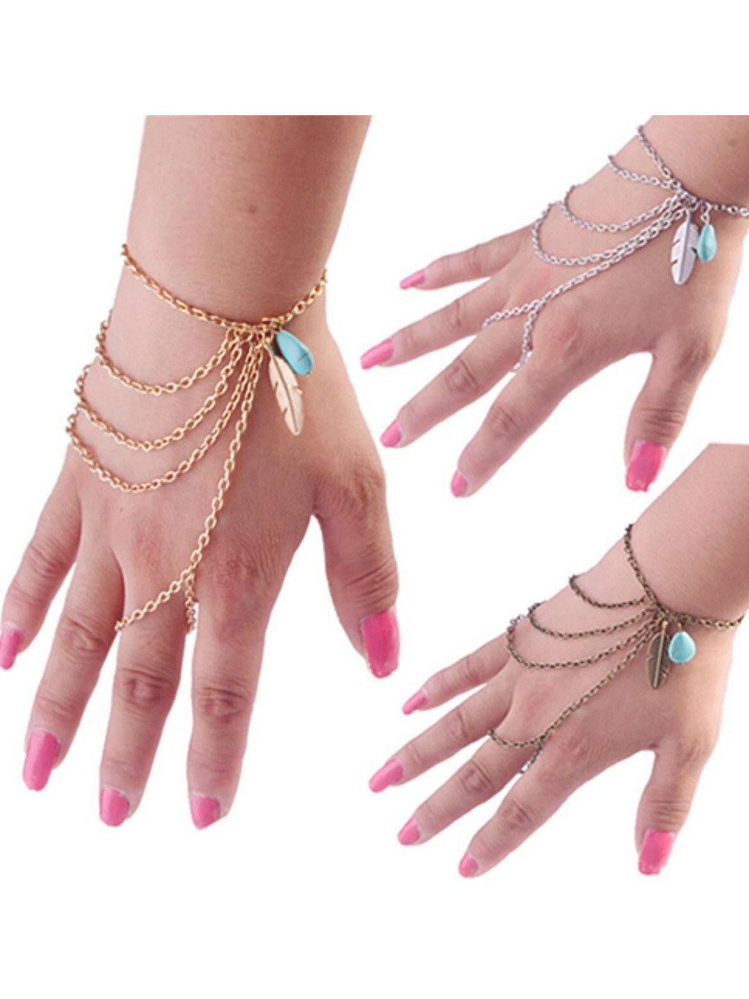

MYKI Gold-Plated Turquoise Layered Wraparound Bracelet