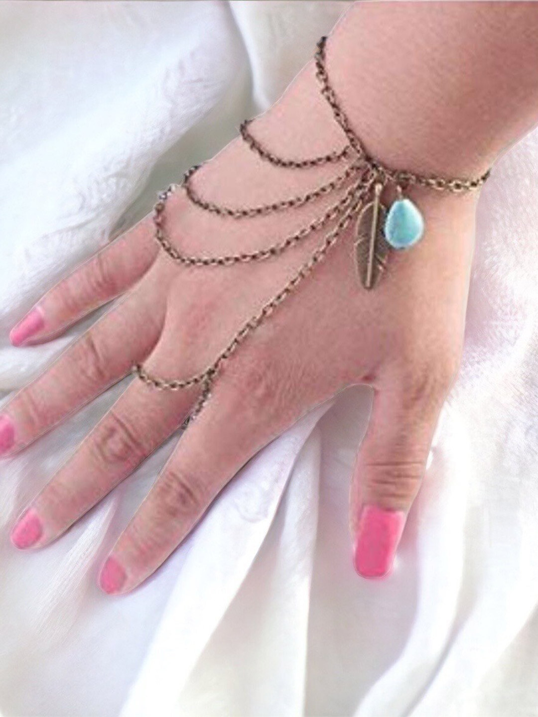 

MYKI Copper-Plated Turquoise Layered Wraparound Bracelet, Bronze