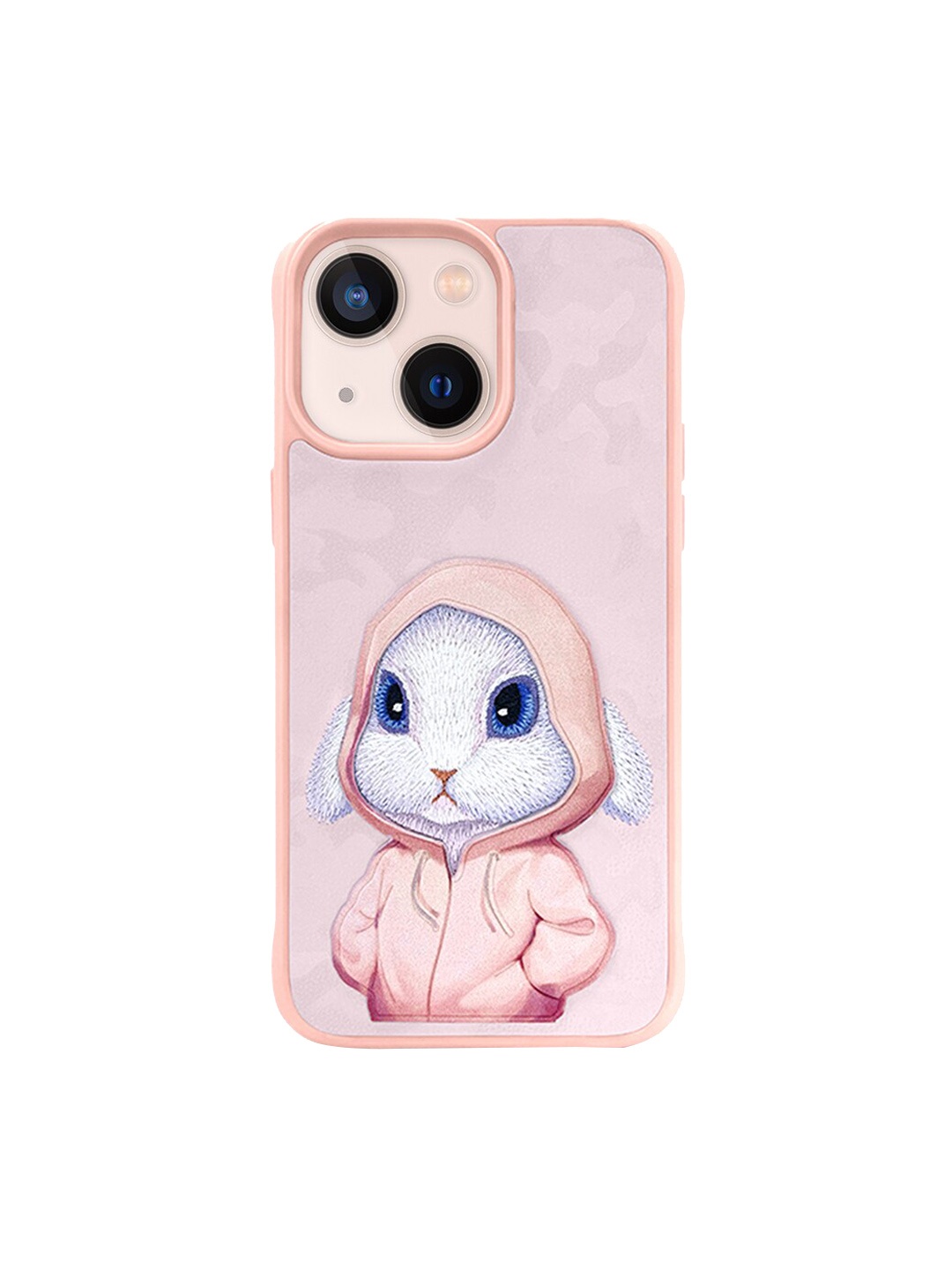 

TREEMODA 3D Embroidered Leather iPhone 13 Back Case, Pink