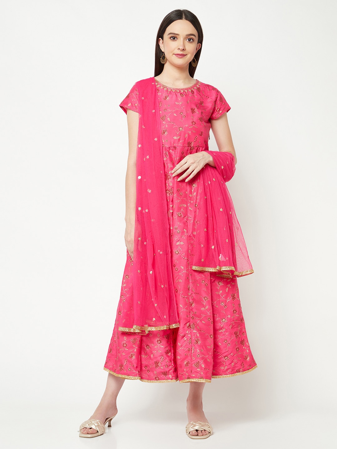 

IMARA Floral Printed Fit & Flare Midi Dress, Pink
