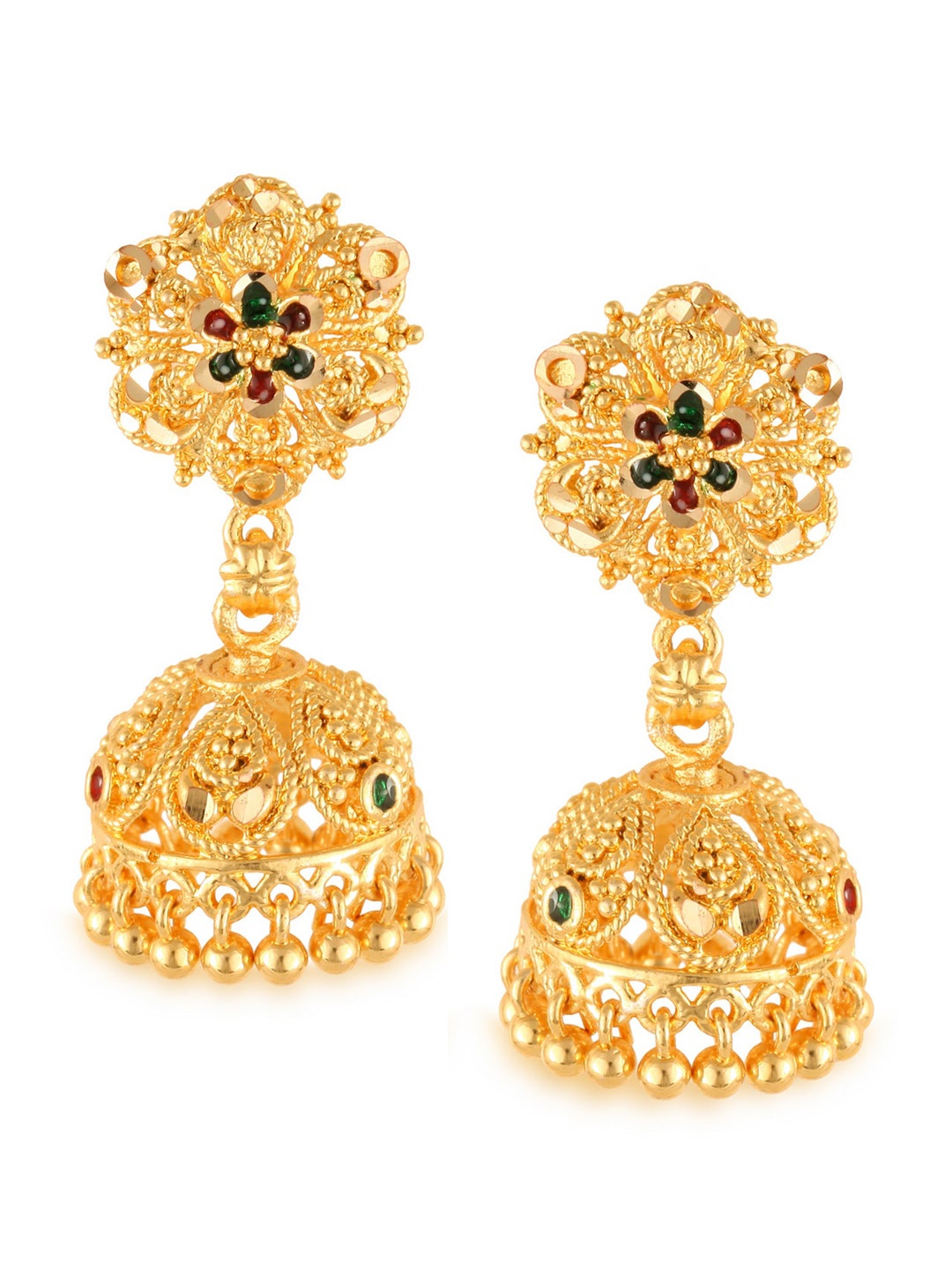 Vighnaharta Gold-Plated Alloy Floral Jhumkas Earrings