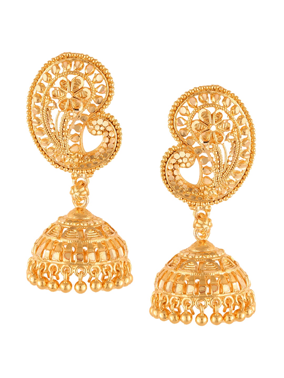 

Vighnaharta Gold-Plated Alloy Floral Jhumkas Earrings